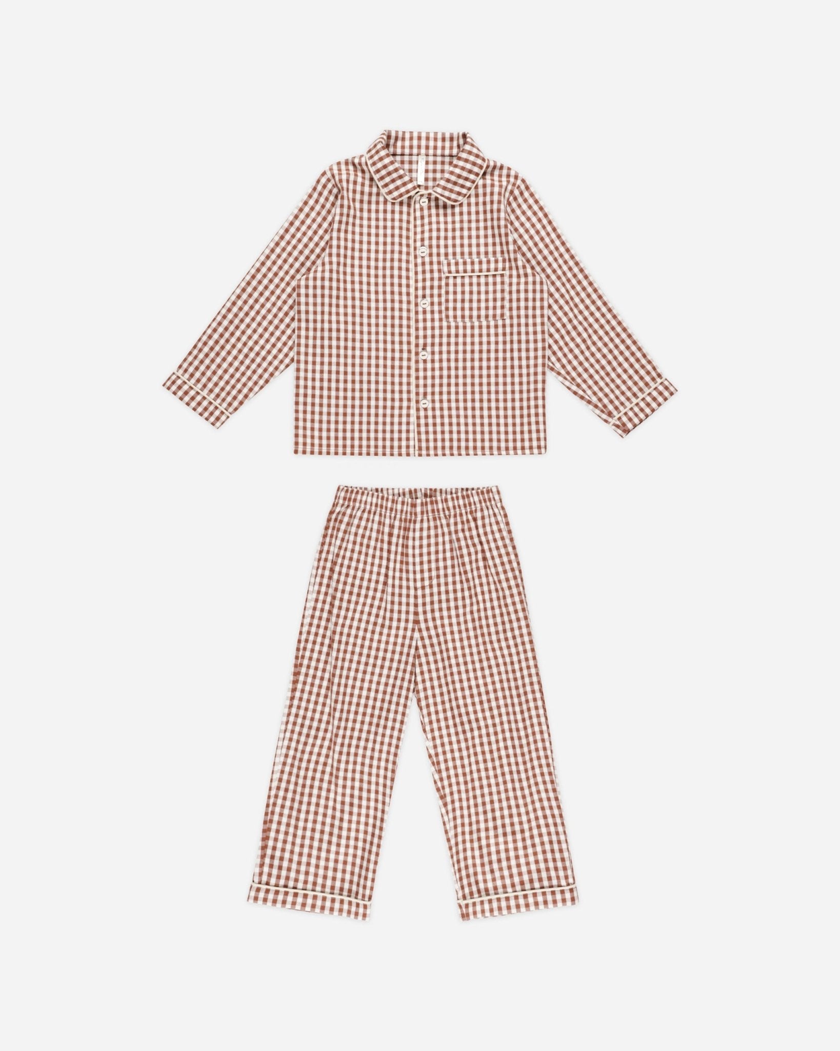 Long Sleeve Pajamas || Brick Gingham - Rylee + Cru Canada