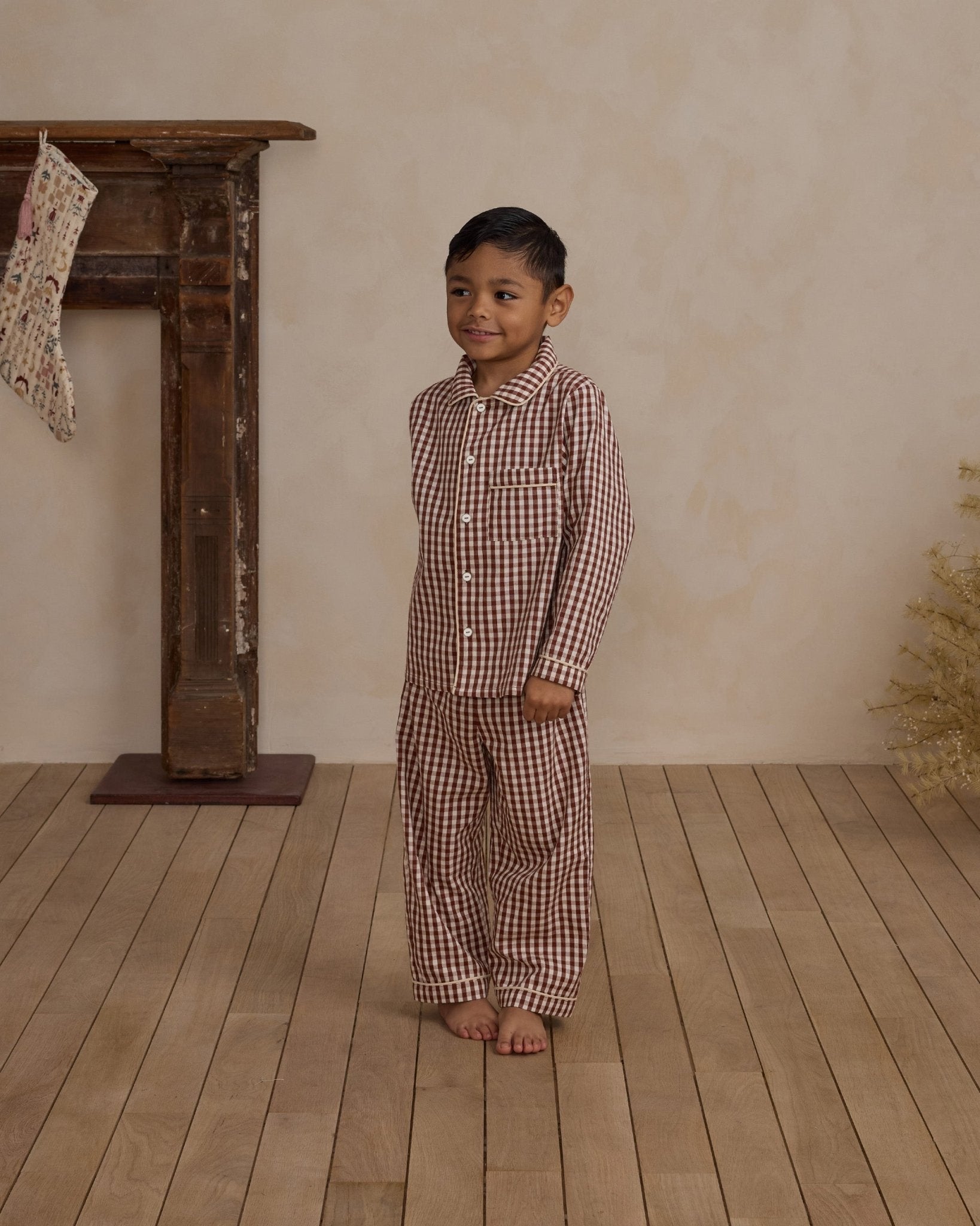 Long Sleeve Pajamas || Brick Gingham - Rylee + Cru Canada