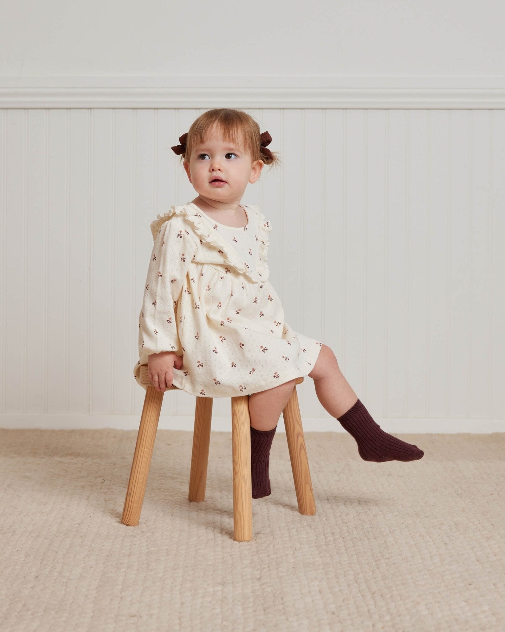 Long Sleeve Ruffle V Dress || Rose Fleur - Rylee + Cru Canada