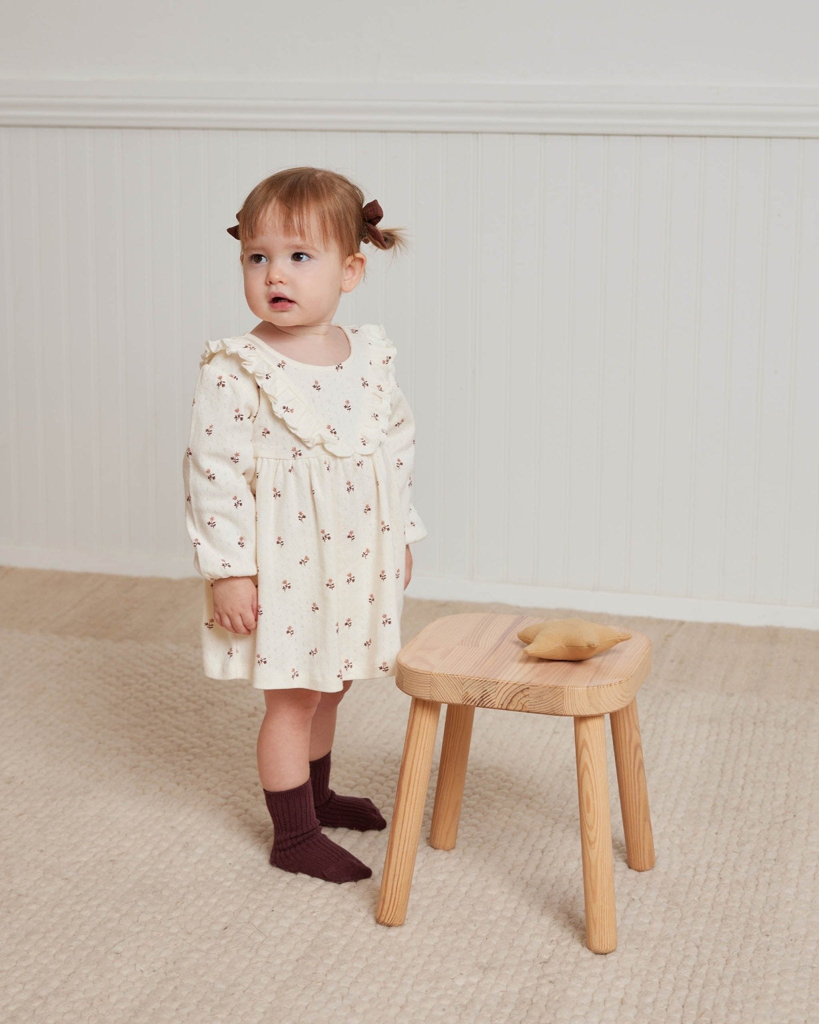 Long Sleeve Ruffle V Dress || Rose Fleur - Rylee + Cru Canada