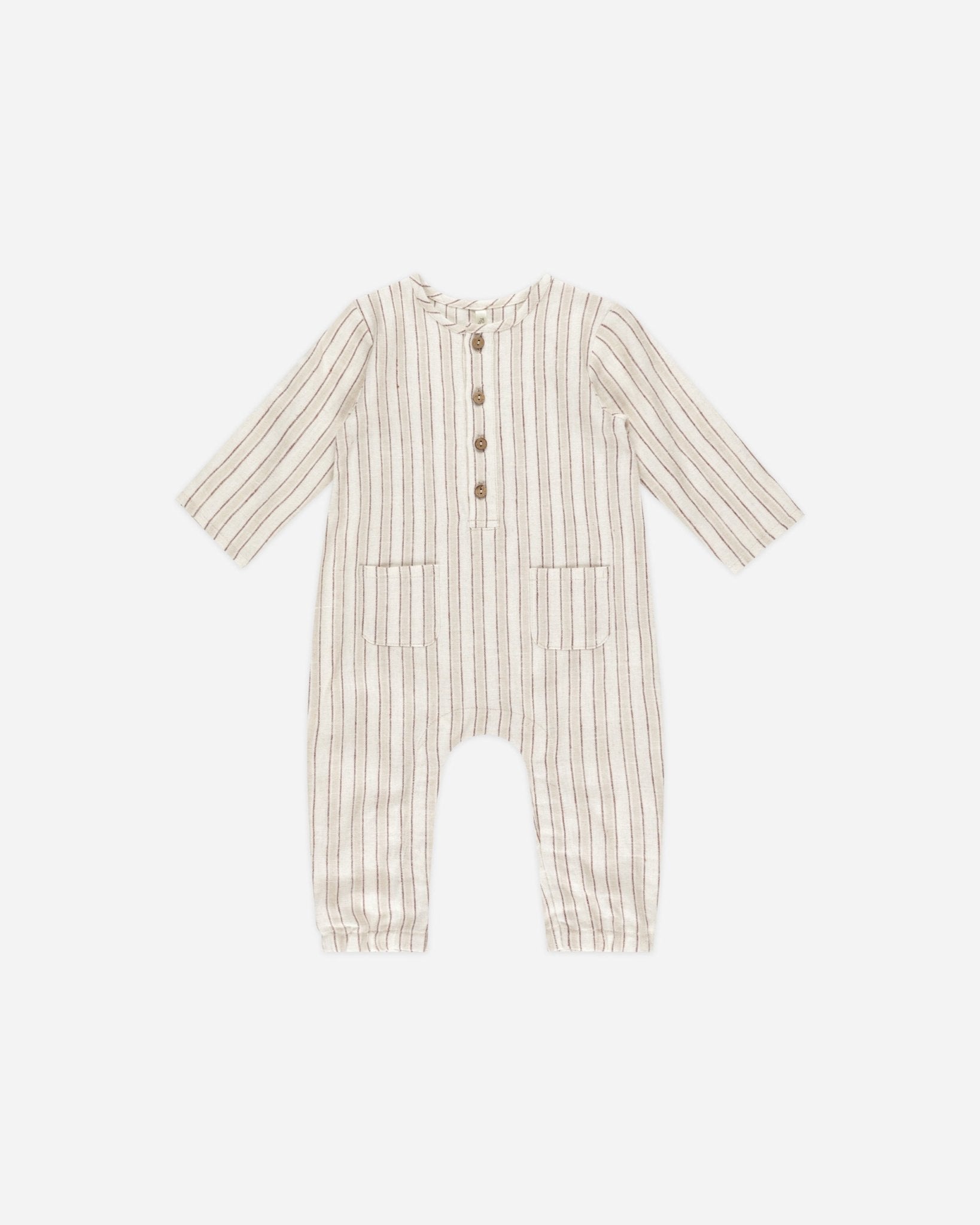 Long Sleeve Woven Jumpsuit || Stone Stripe - Rylee + Cru Canada