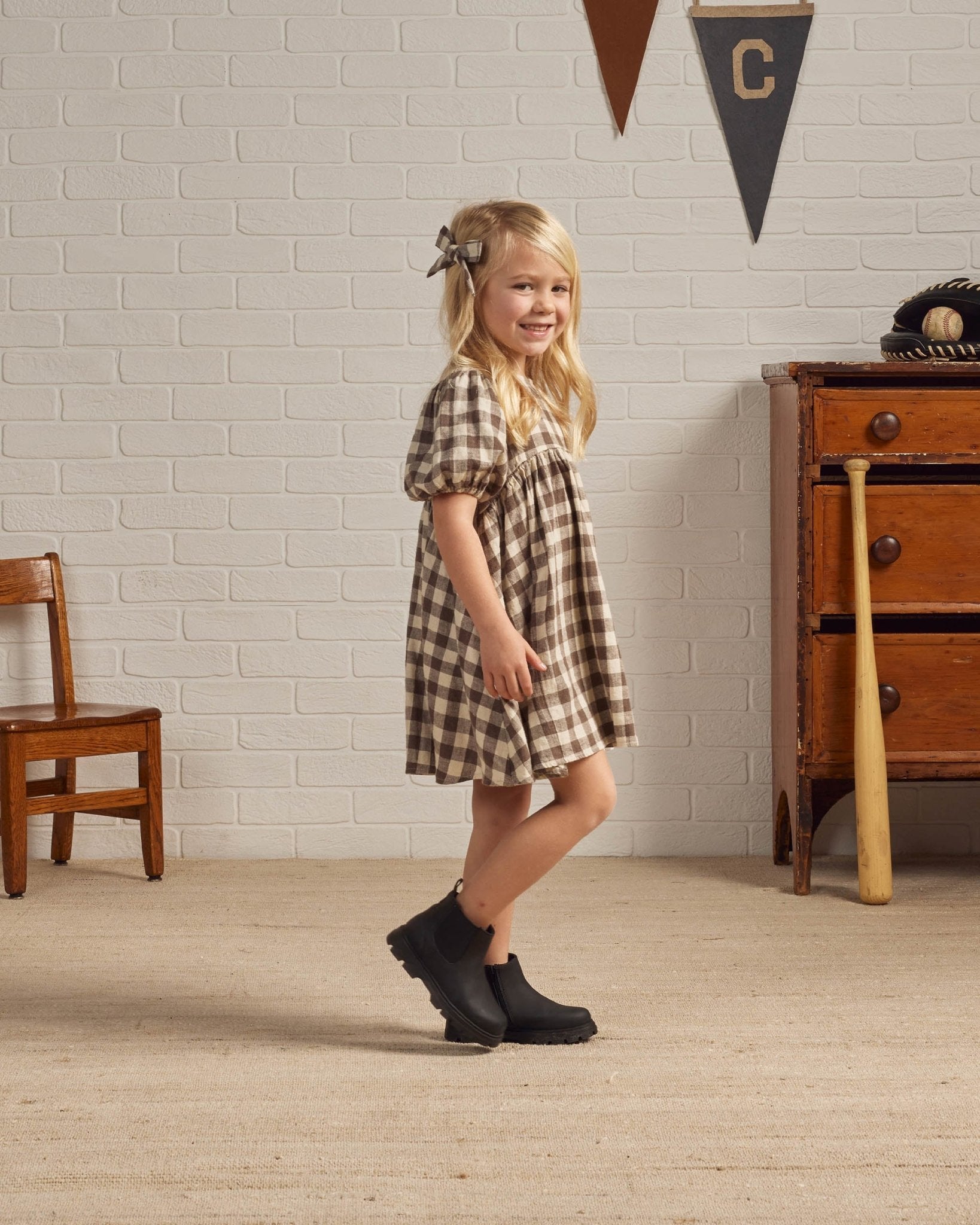 Marley Dress || Charcoal Check - Rylee + Cru Canada