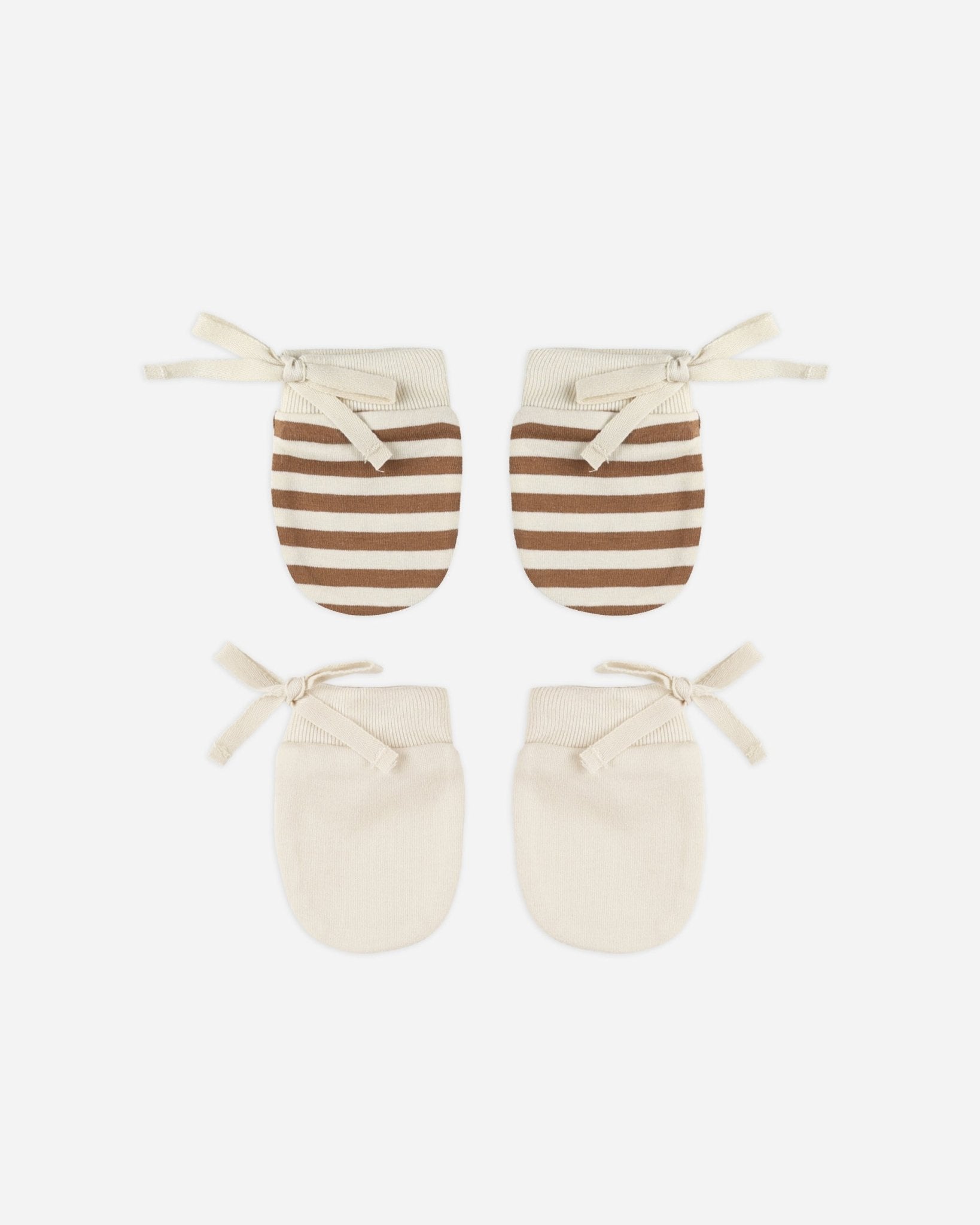 No Scratch Mittens, Set Of 2 || Cinnamon Stripe, Natural - Rylee + Cru Canada