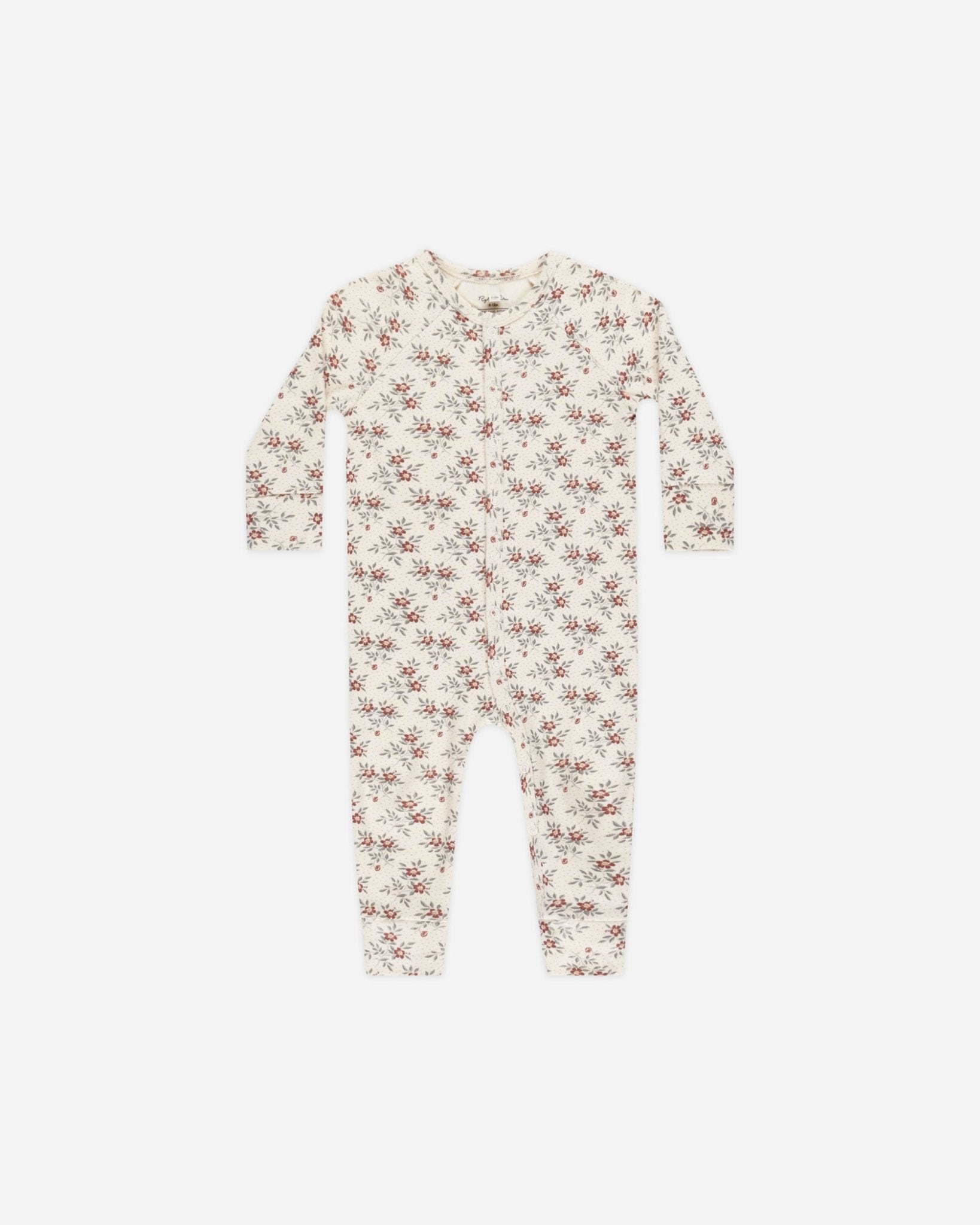 Organic Long John Pajamas || Holiday Floral - Rylee + Cru Canada