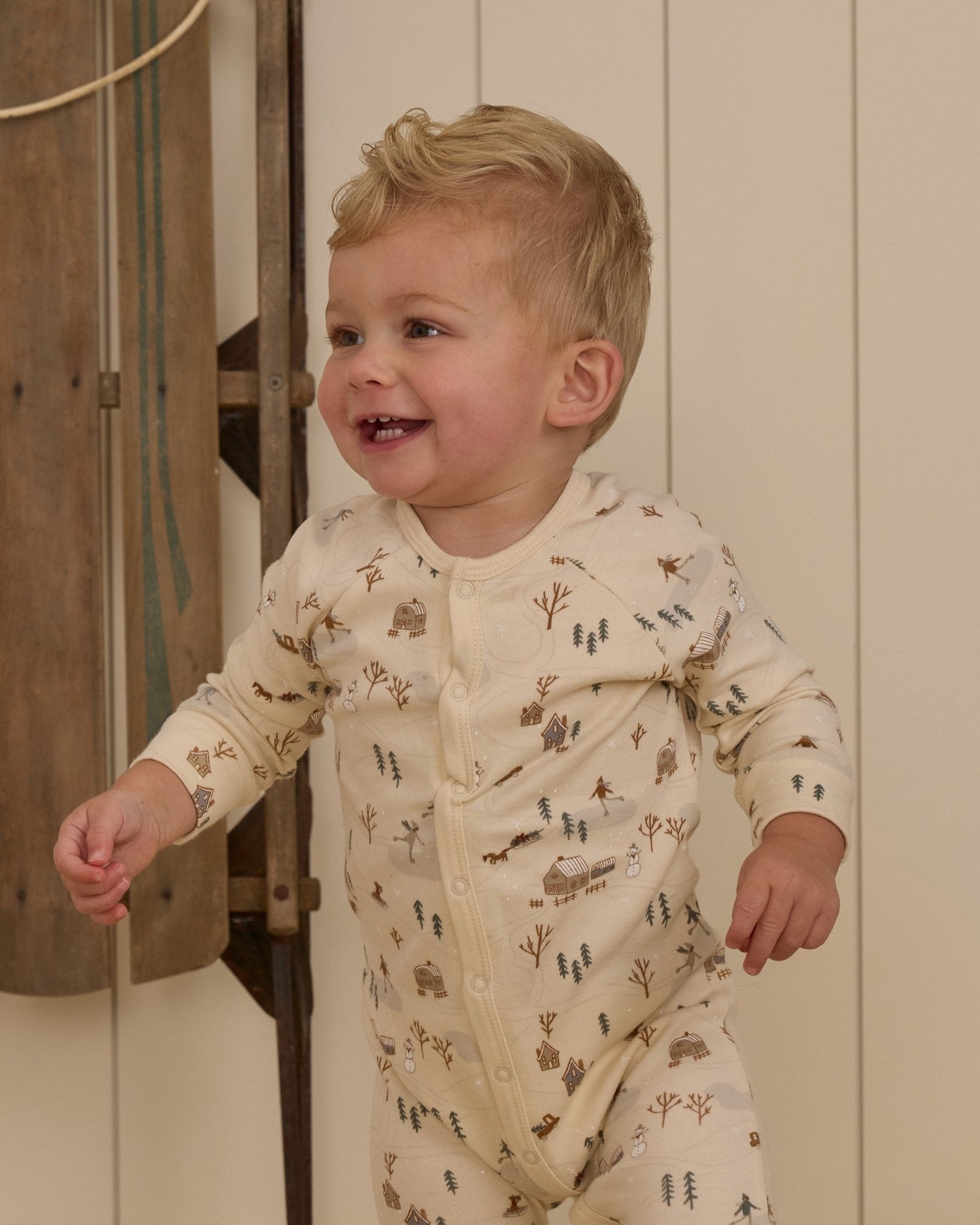 Organic Long John Pajamas || Winter Town - Rylee + Cru Canada