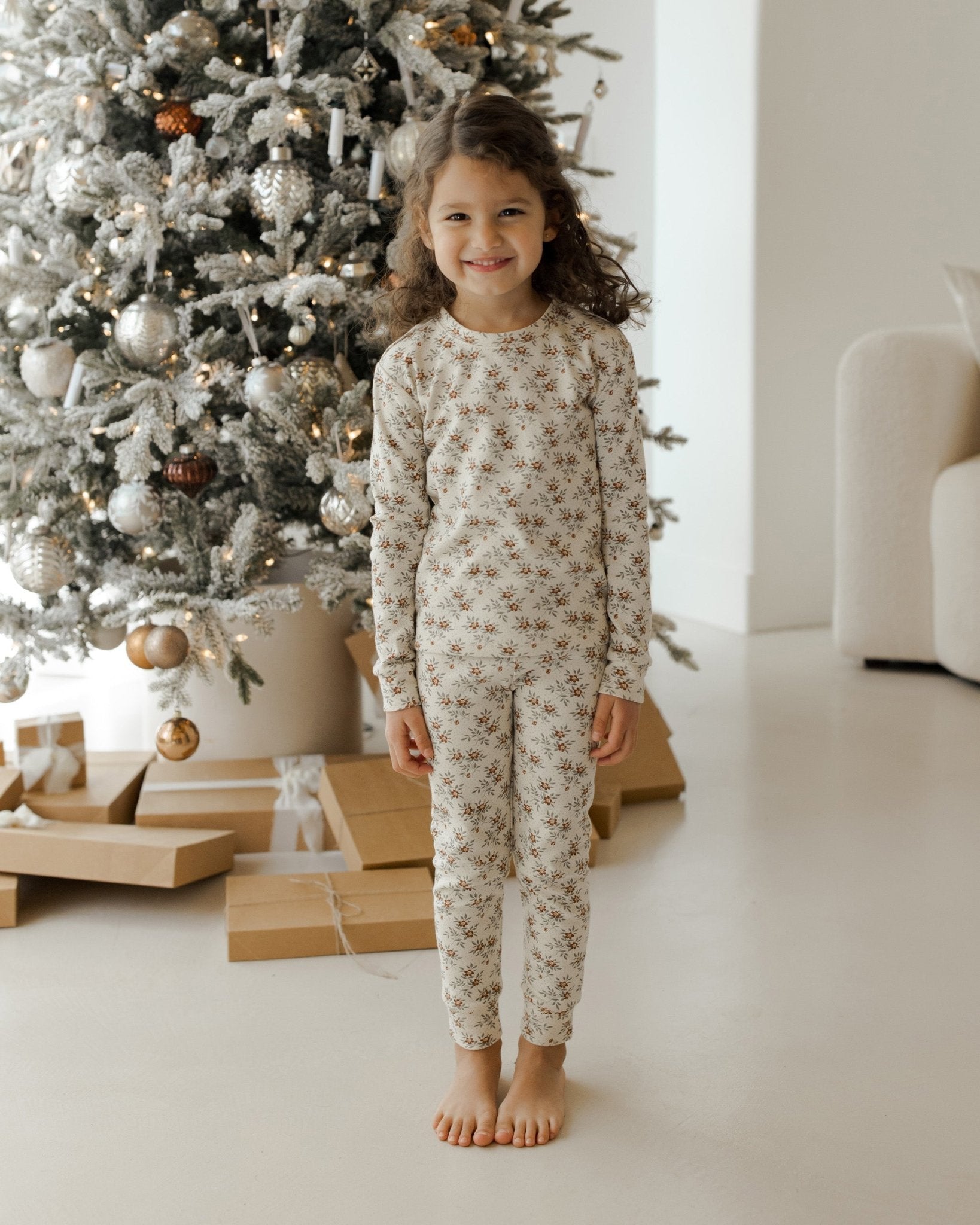 Organic Long Sleeve Pajama Set || Holiday Floral - Rylee + Cru Canada