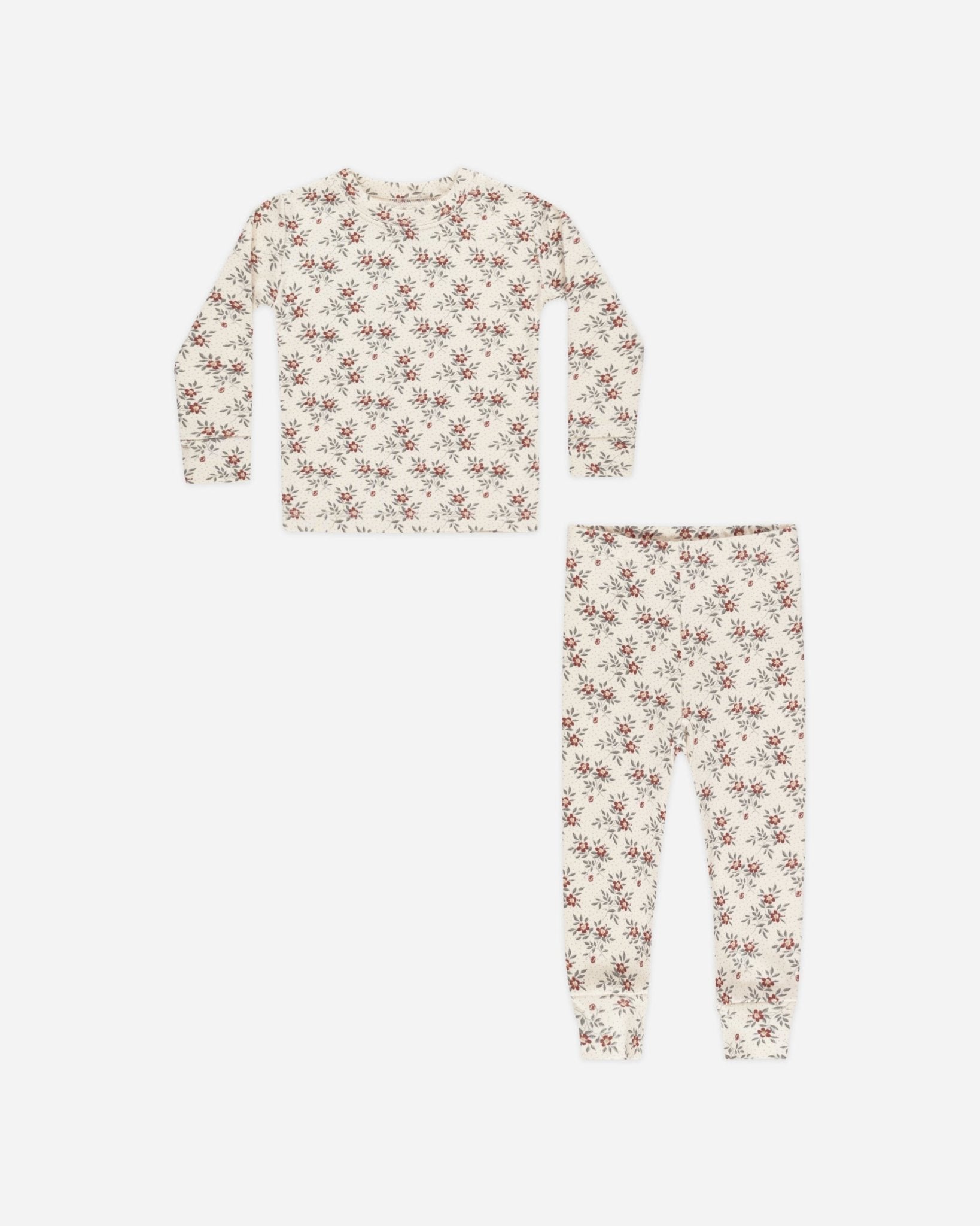 Organic Long Sleeve Pajama Set || Holiday Floral - Rylee + Cru Canada