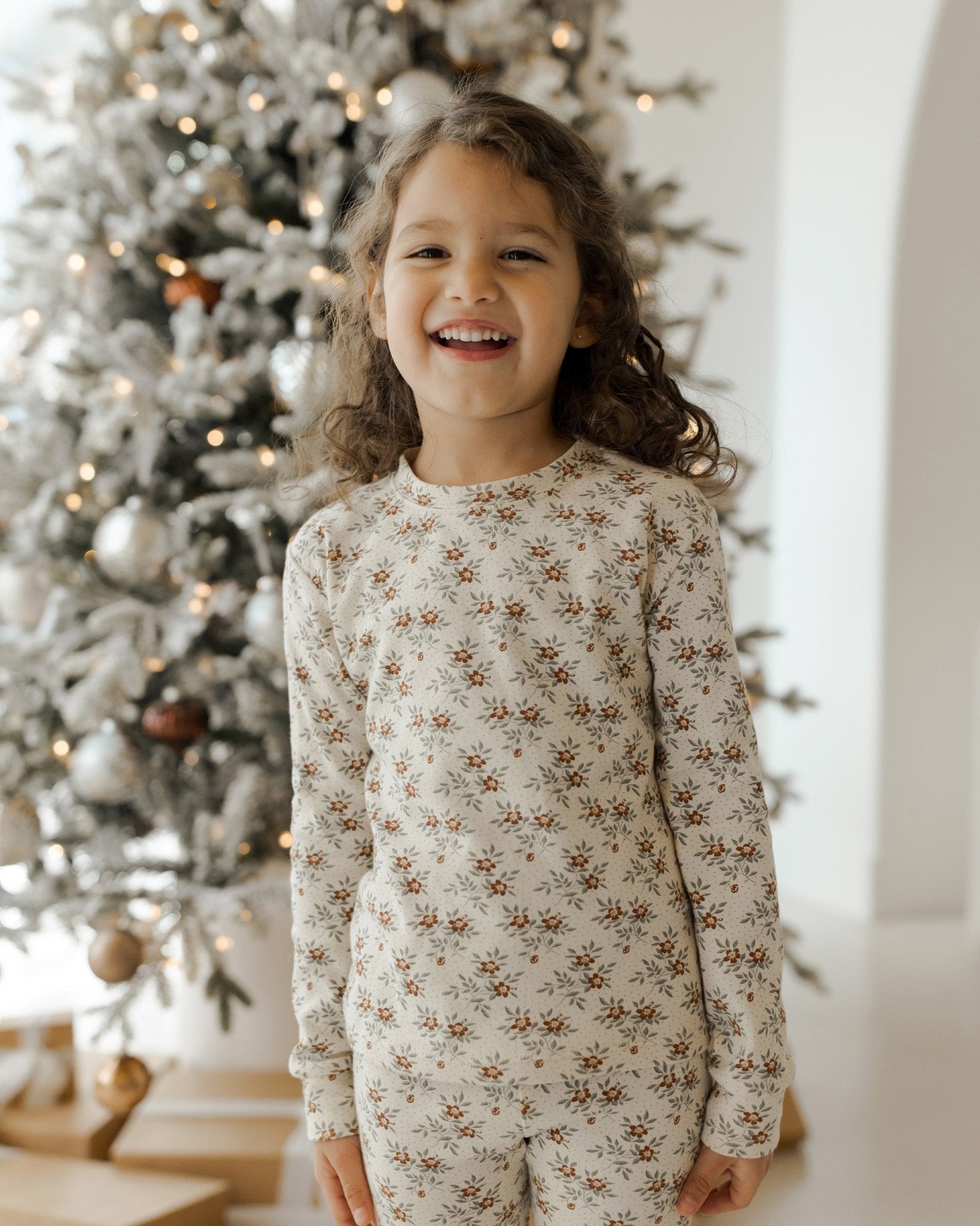 Organic Long Sleeve Pajama Set || Holiday Floral - Rylee + Cru Canada