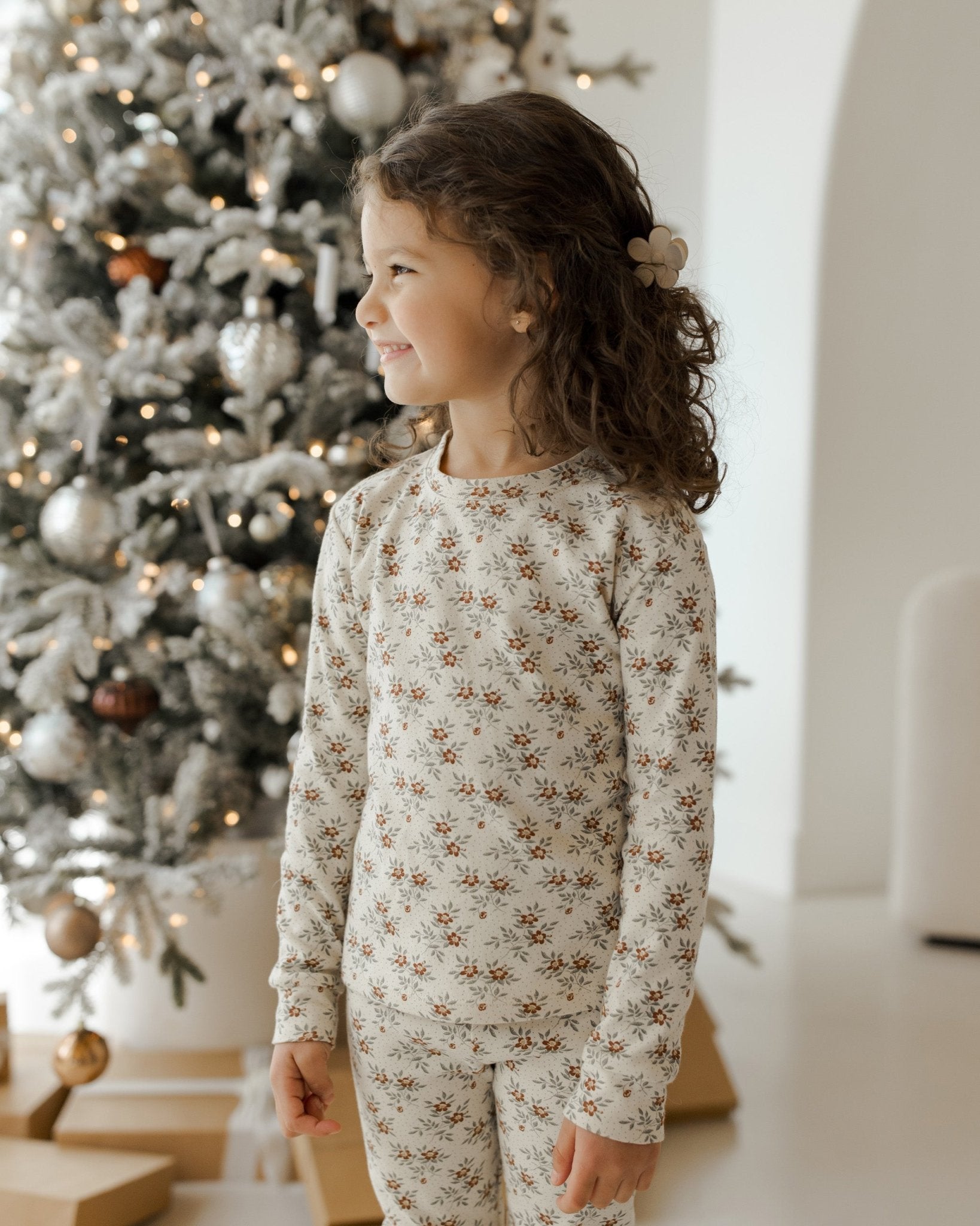 Organic Long Sleeve Pajama Set || Holiday Floral - Rylee + Cru Canada