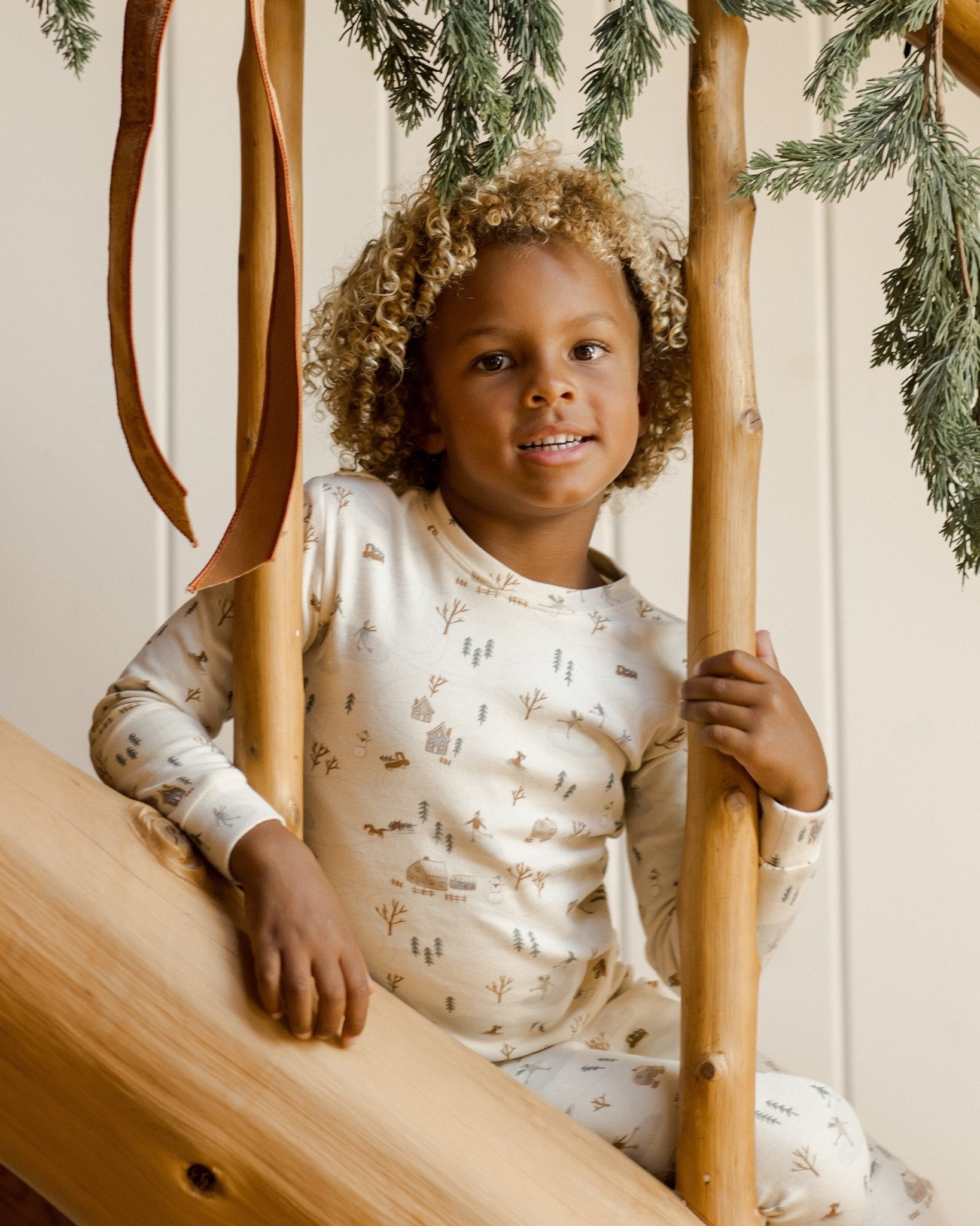 Organic Long Sleeve Pajama Set || Winter Town - Rylee + Cru Canada