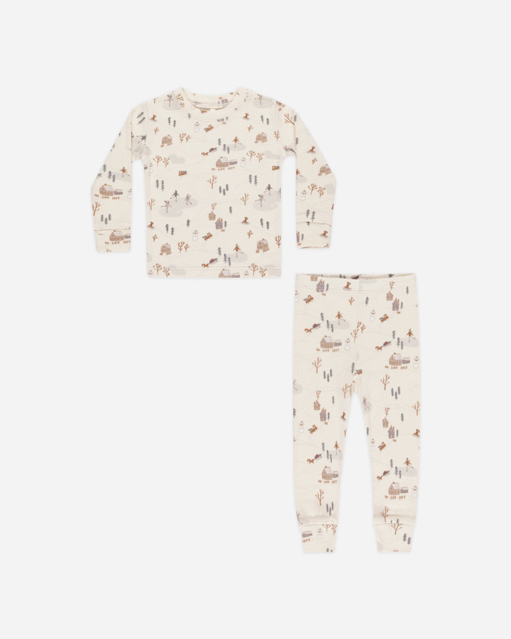 Organic Long Sleeve Pajama Set || Winter Town - Rylee + Cru Canada