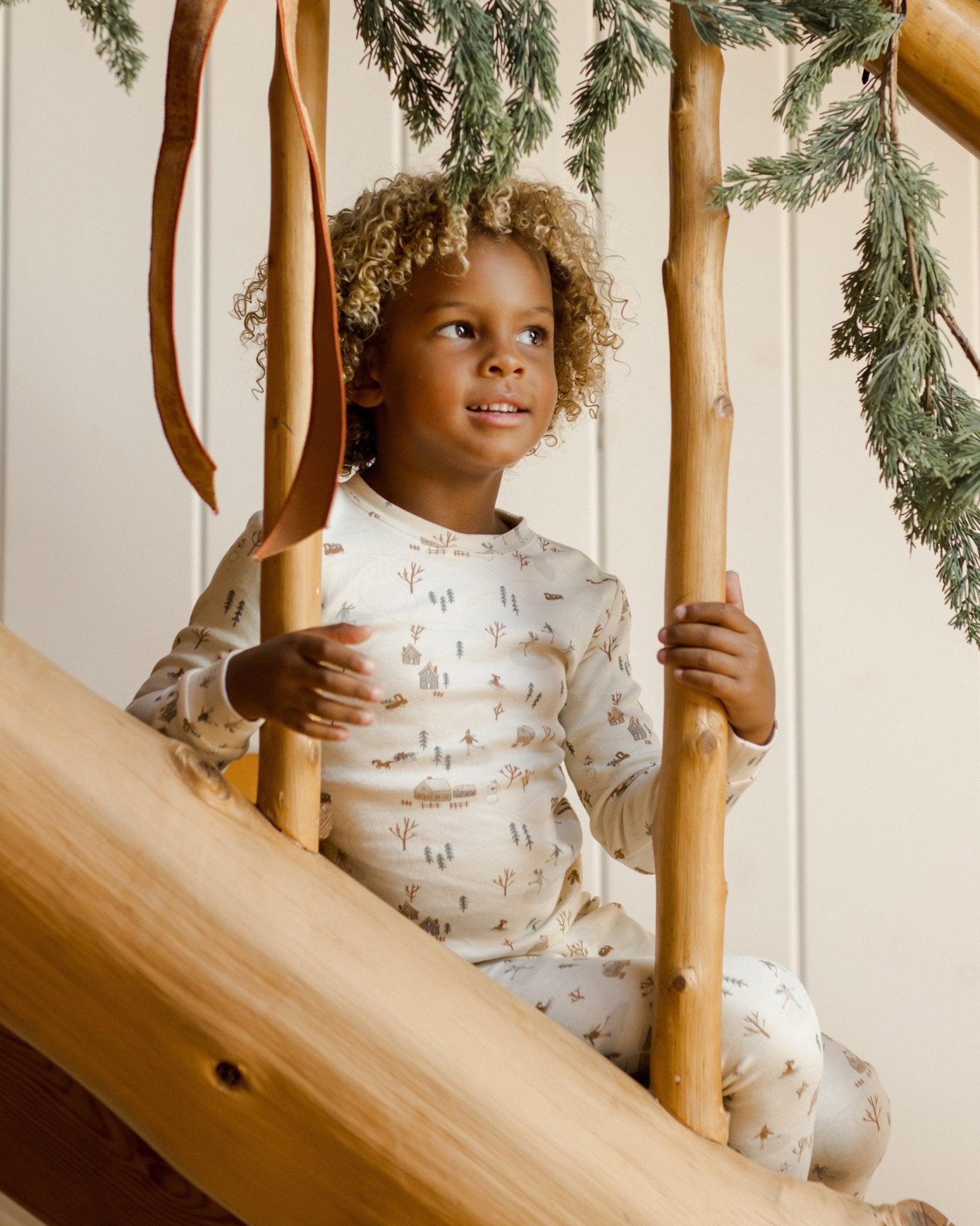 Organic Long Sleeve Pajama Set || Winter Town - Rylee + Cru Canada