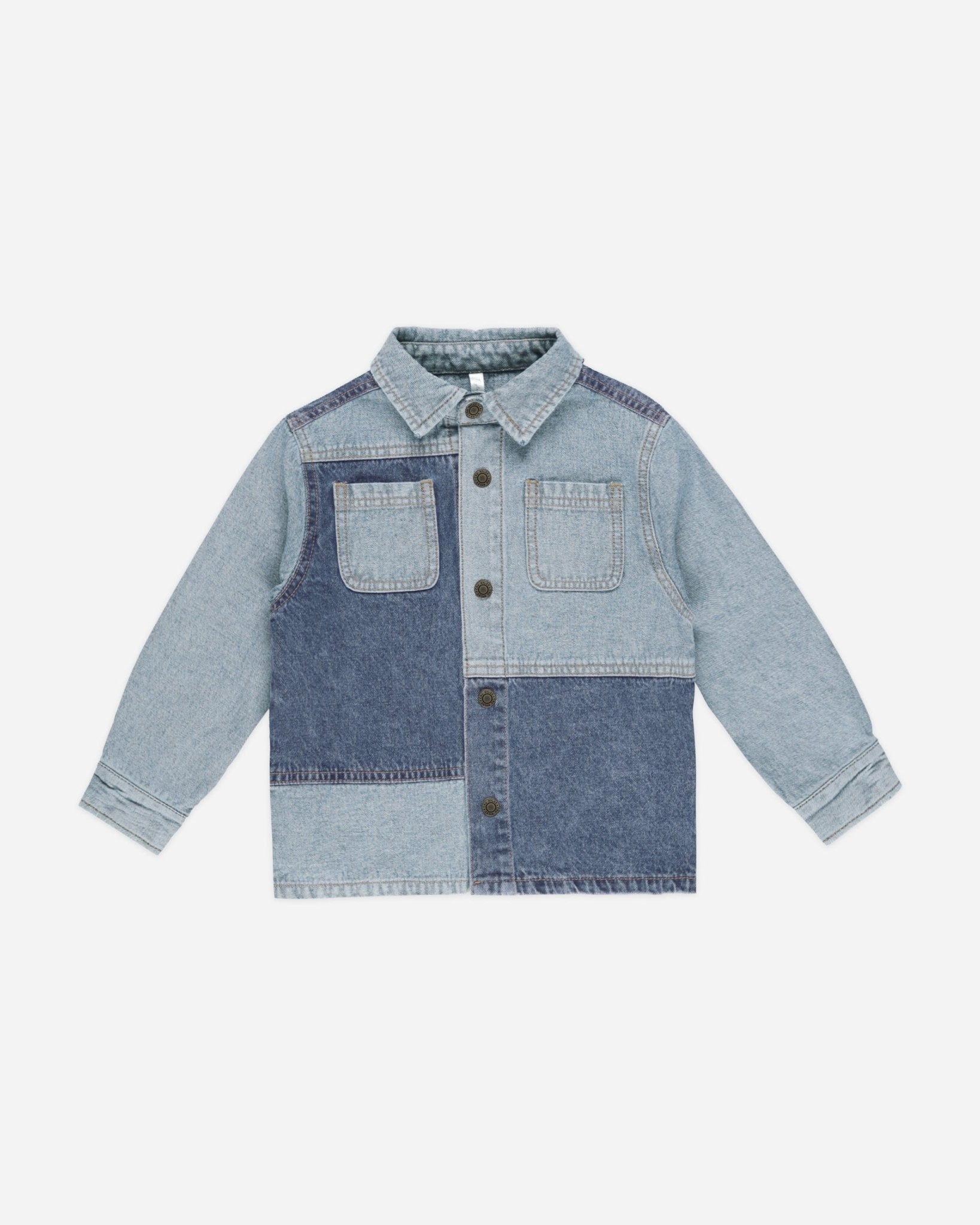 Patchwork Overshirt || Light Washed Denim - Rylee + Cru Canada