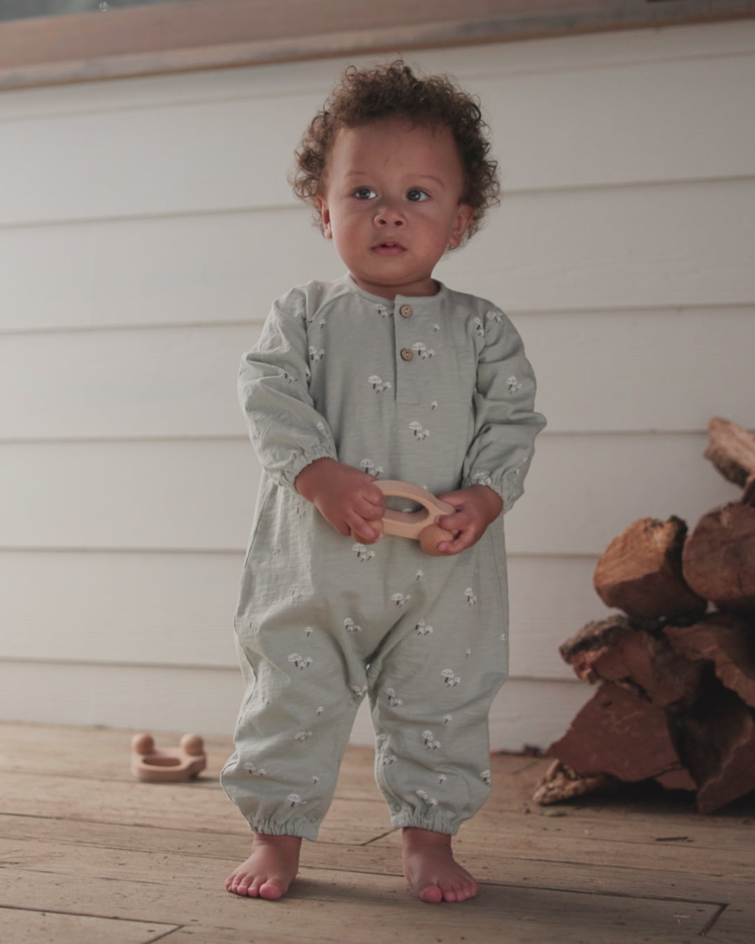 Henley Jumpsuit Mushrooms