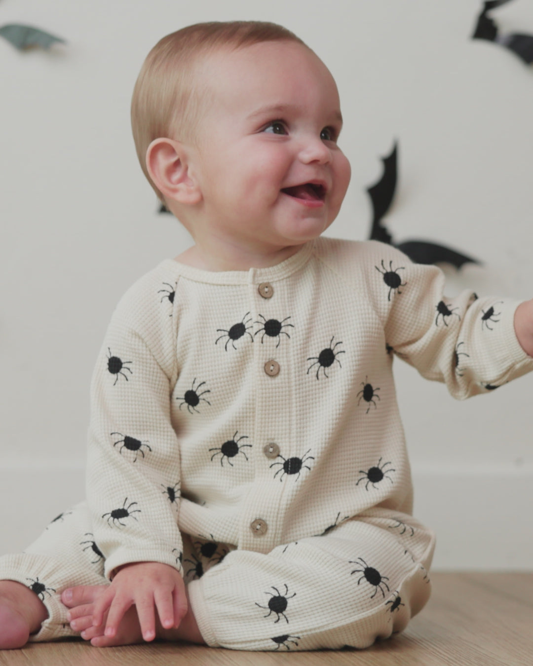 Waffle Long Sleeve Jumpsuit Bitsy Spider