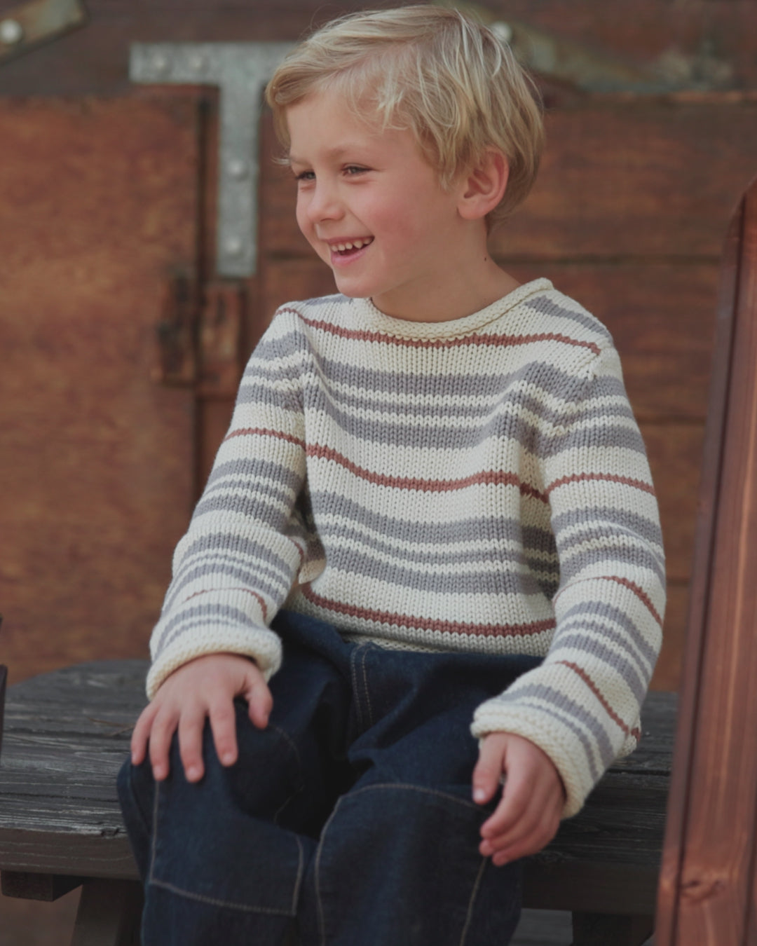 Jacques Sweater Dusty Blue Stripe