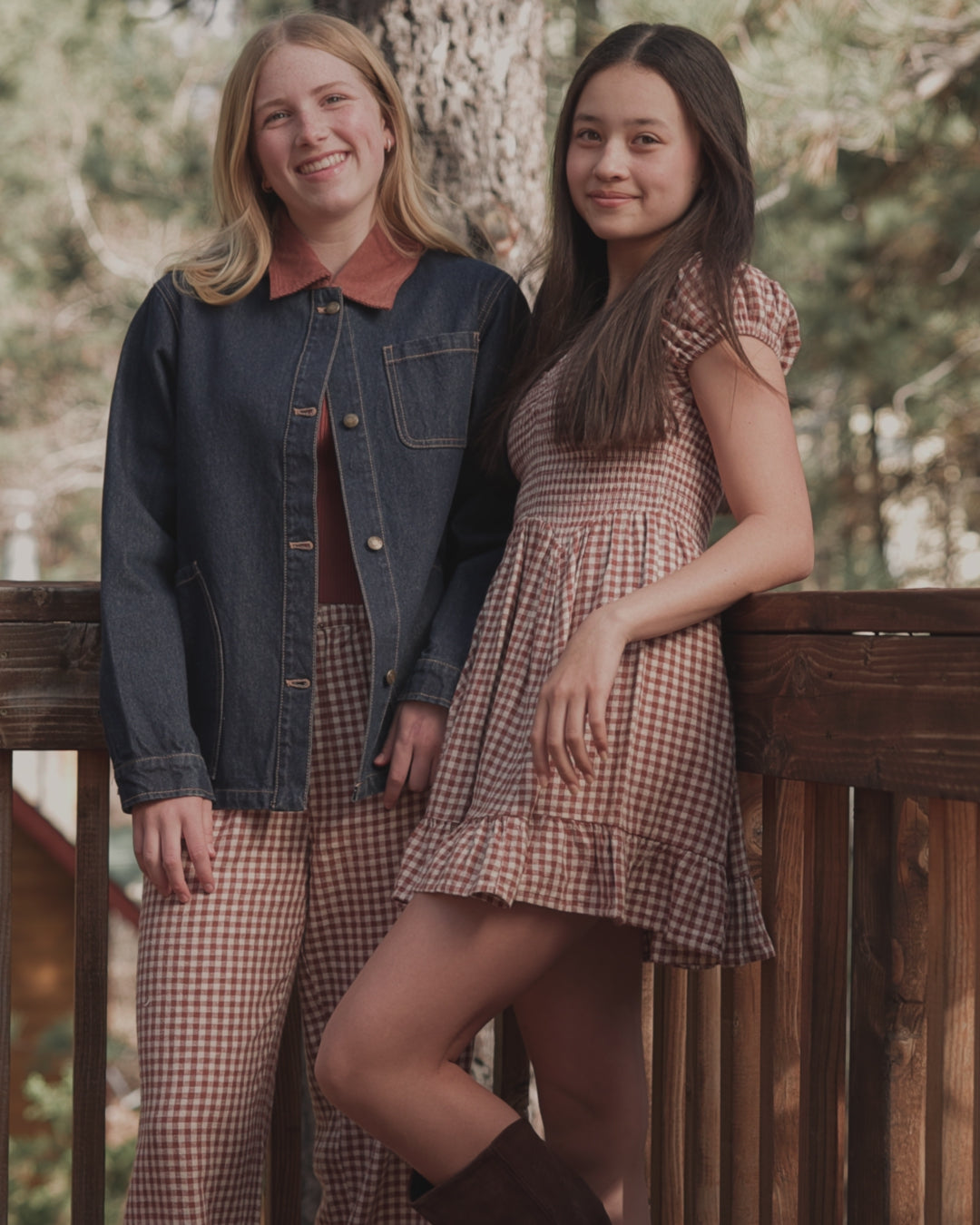 Teen Stella Dress Brick Check