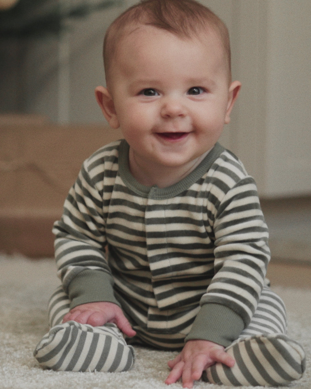 Hidden Snap Footie Spruce Stripe