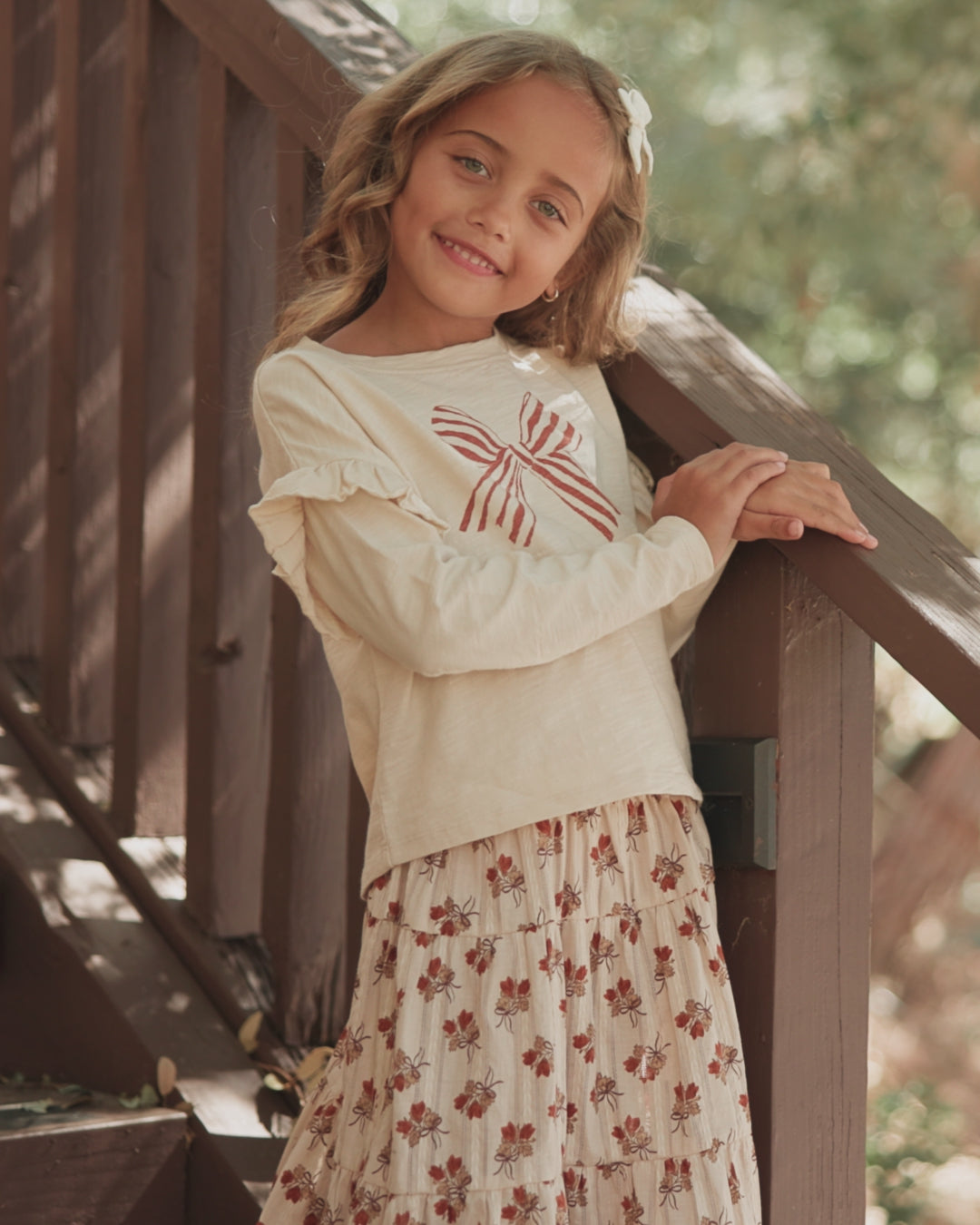Ruffle Long Sleeve Tee Bow