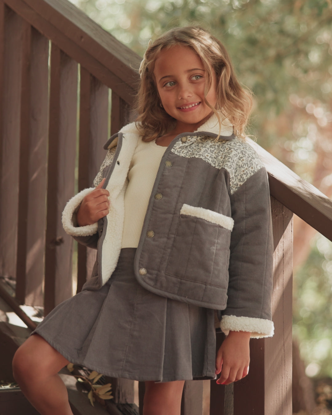 Pleated Corduroy Skirt Slate