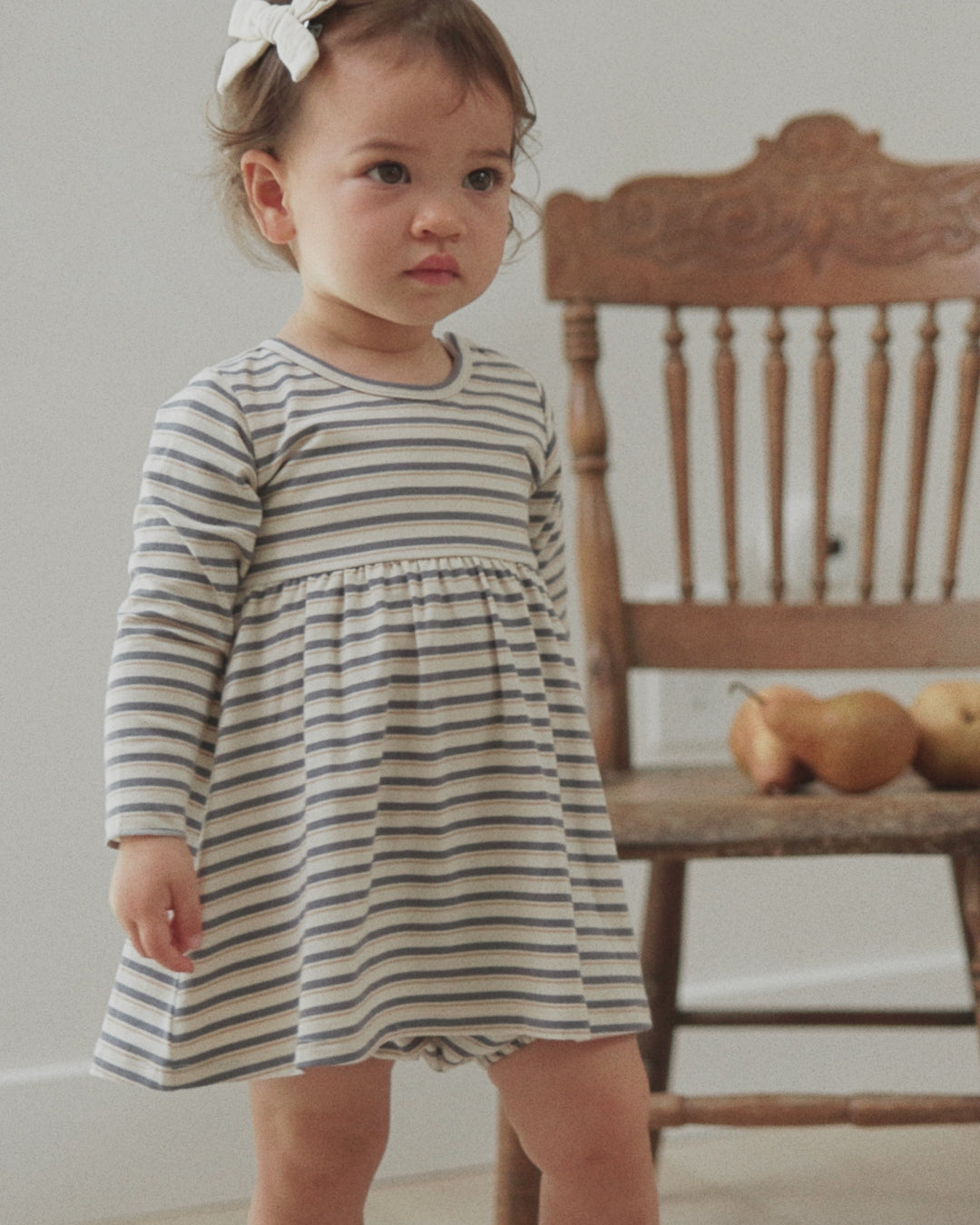 Robe bébé à manches longues, rayures vintage