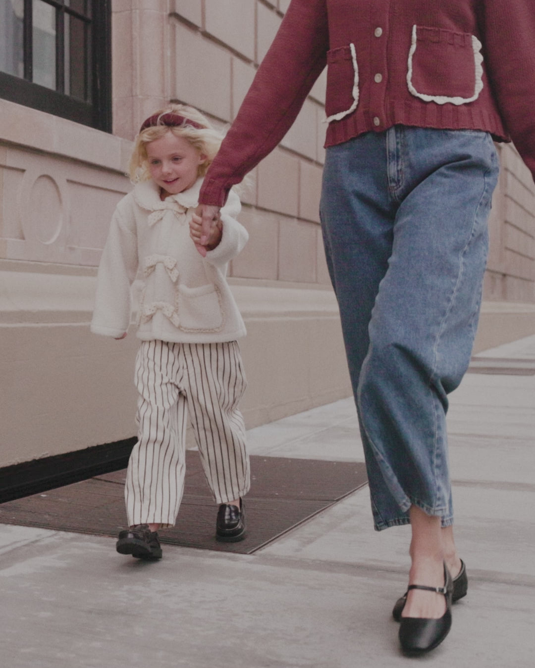Pantalon tonneau || Rayures bordeaux
