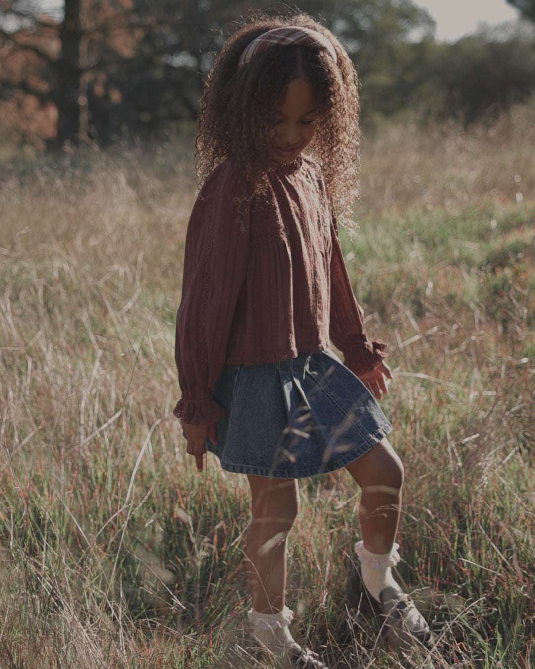 Jupe plissée en denim indigo