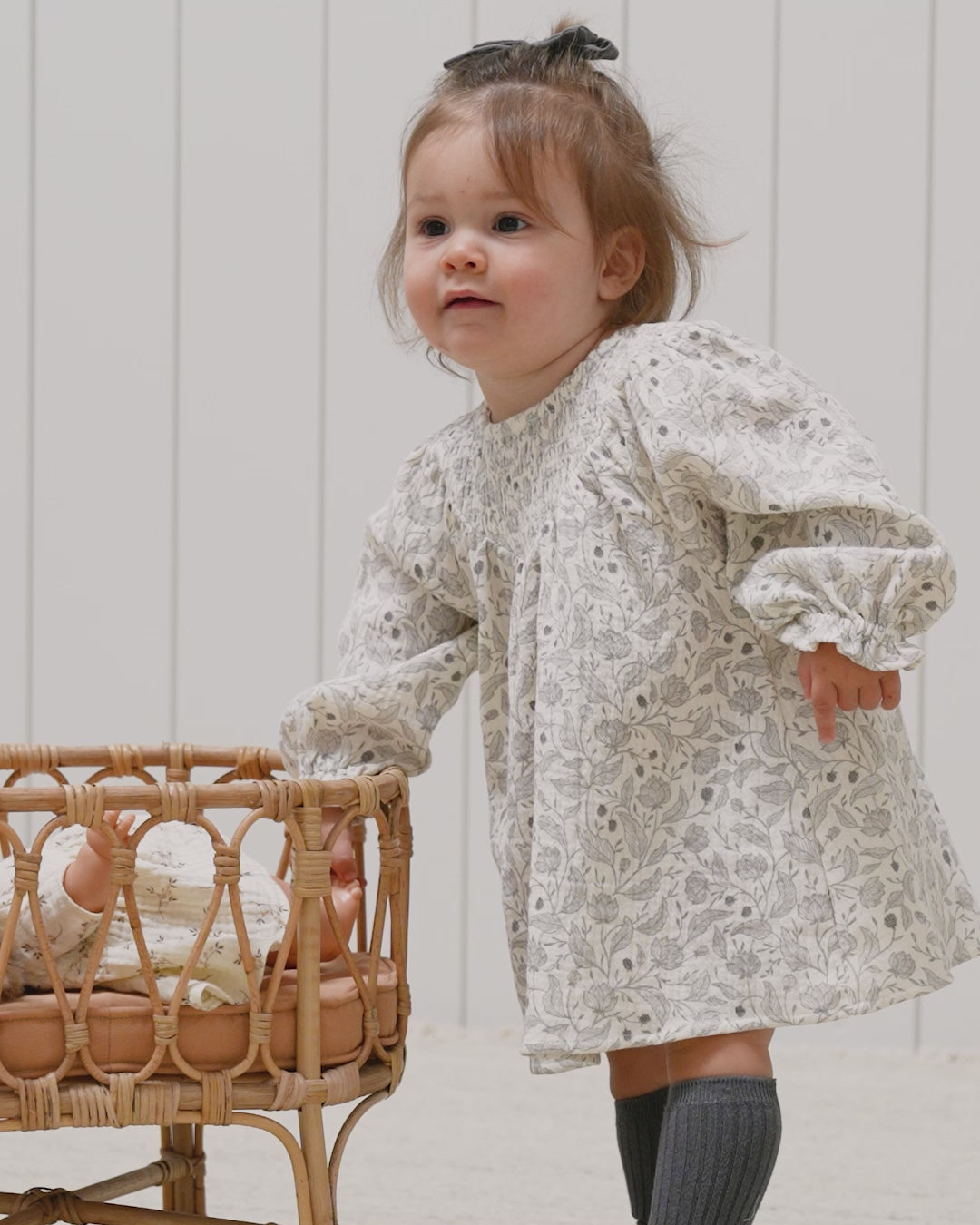 V Smocked Dress || Winter Floral