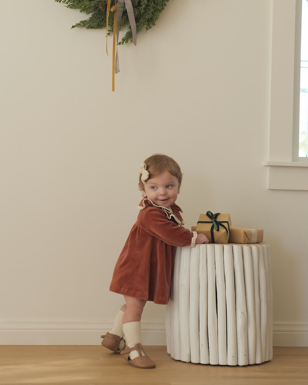 Velour Baby Dress || Cranberry