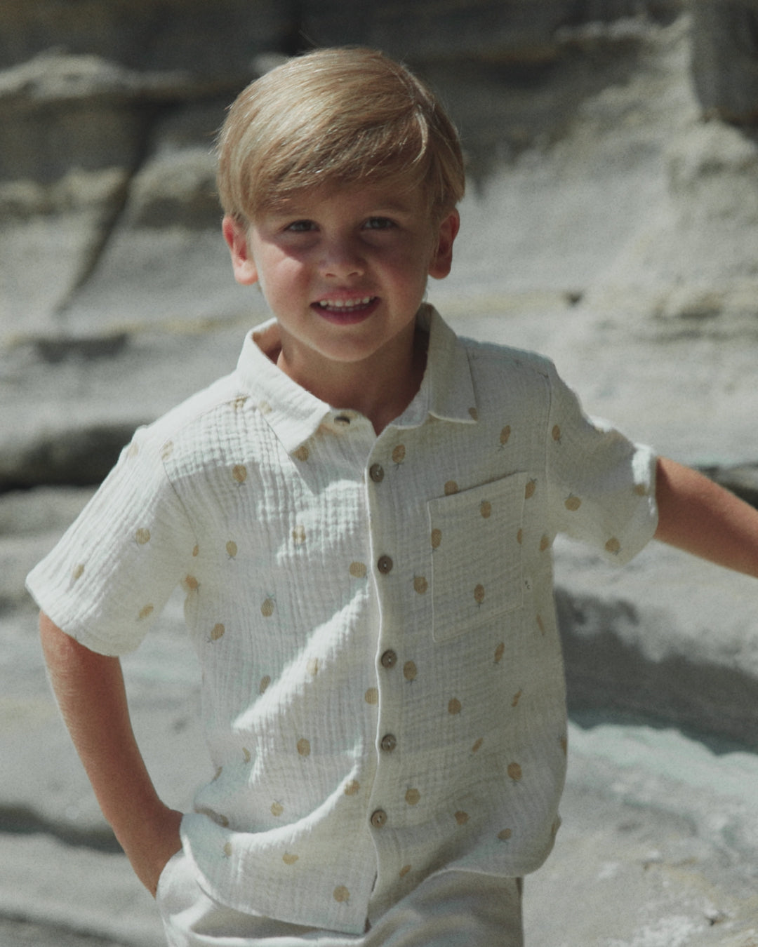 Chemise à manches courtes avec col Ananas