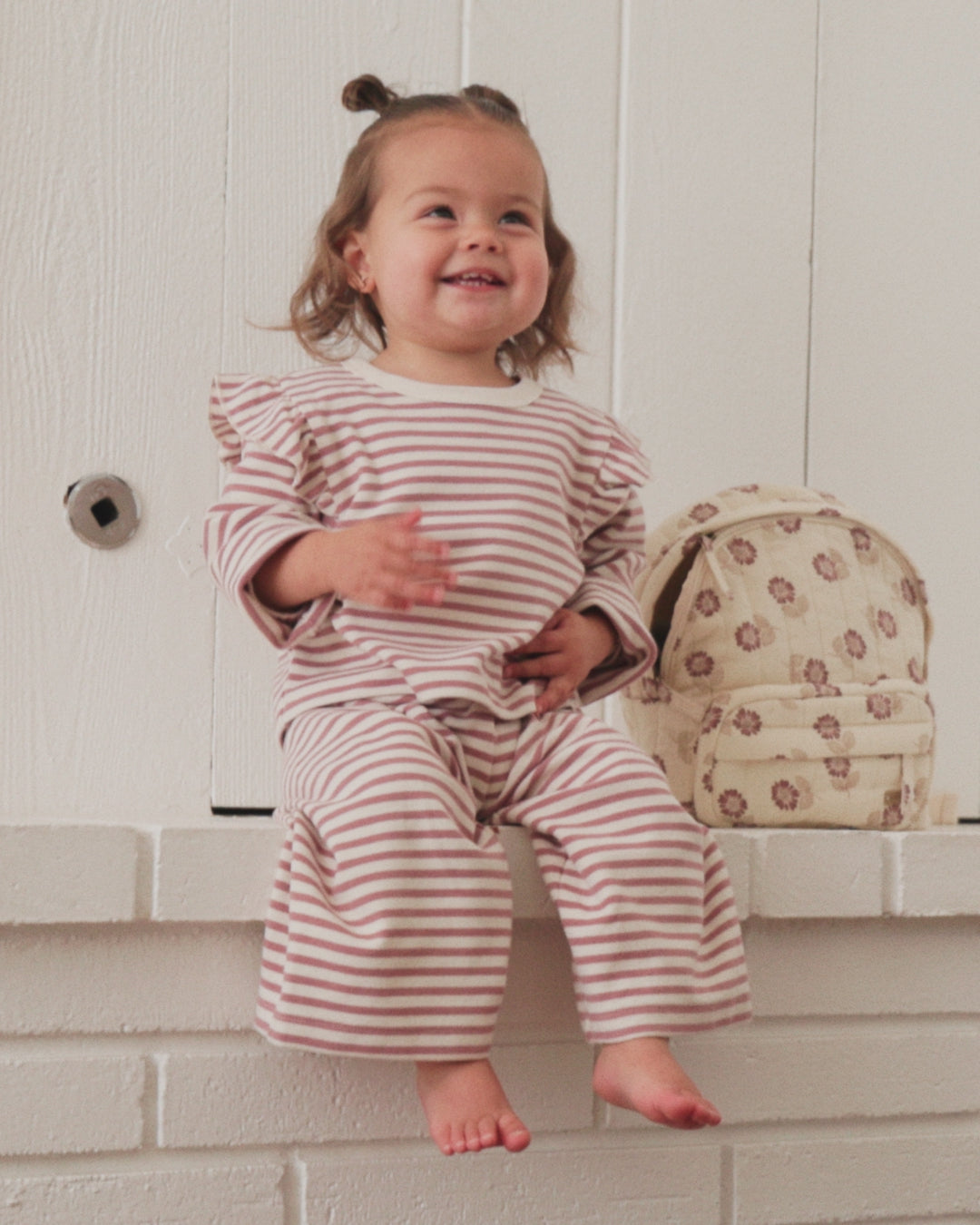 Ruffle Cozy Set Mulberry Stripe