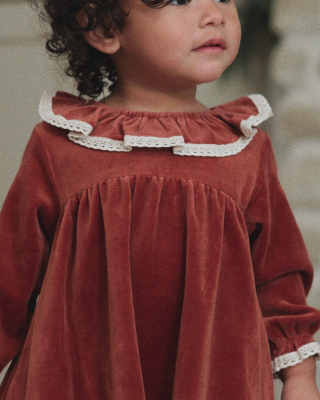 Velour Baby Dress Redwood