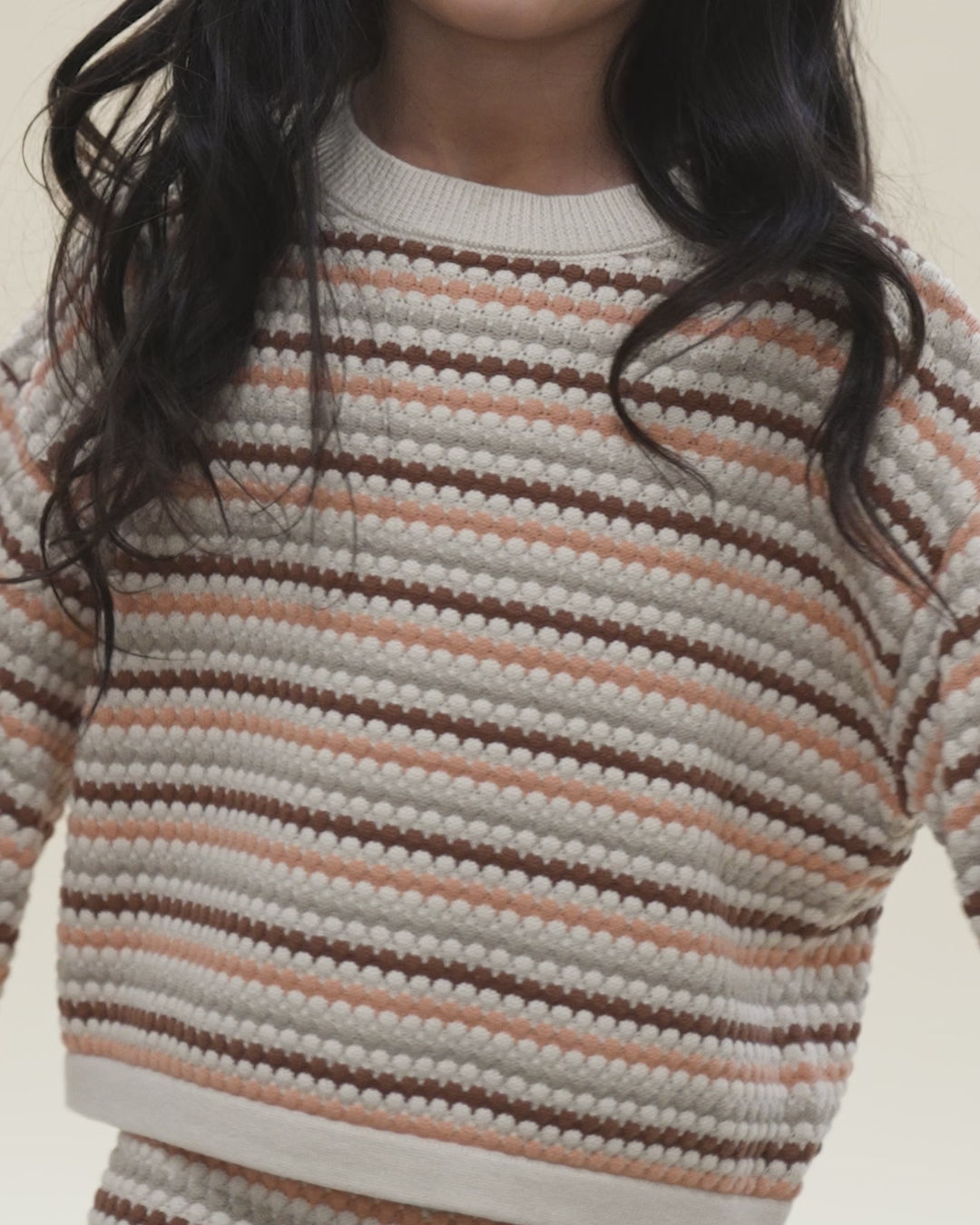 Boxy Crop Sweater || Honeycomb Stripe