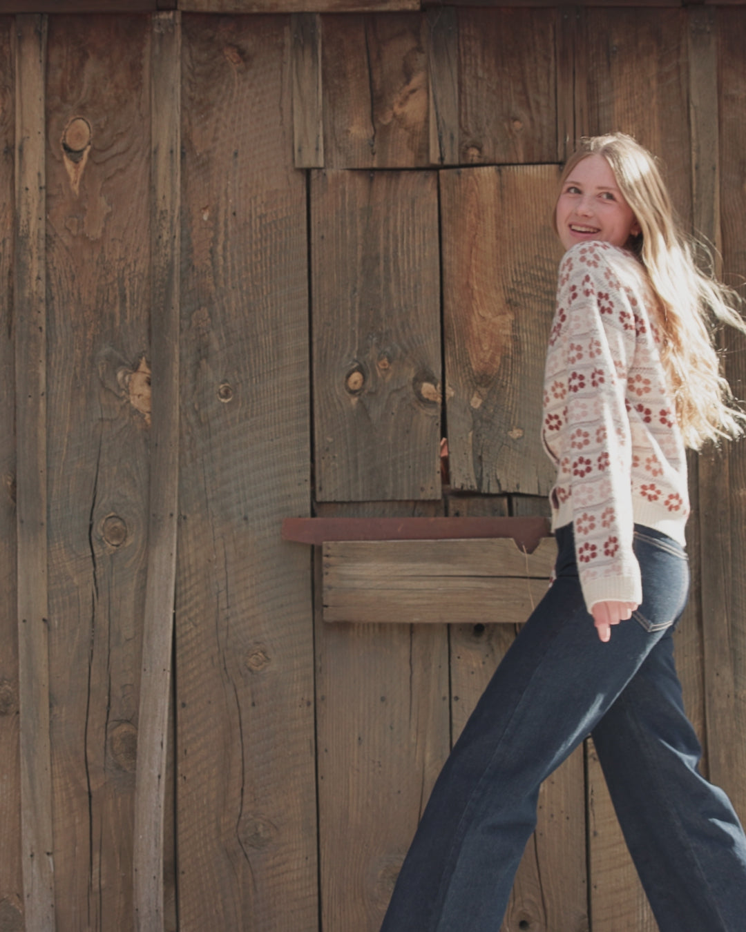 Cardigan Cheyenne pour adolescente Fleurs Fair Isle