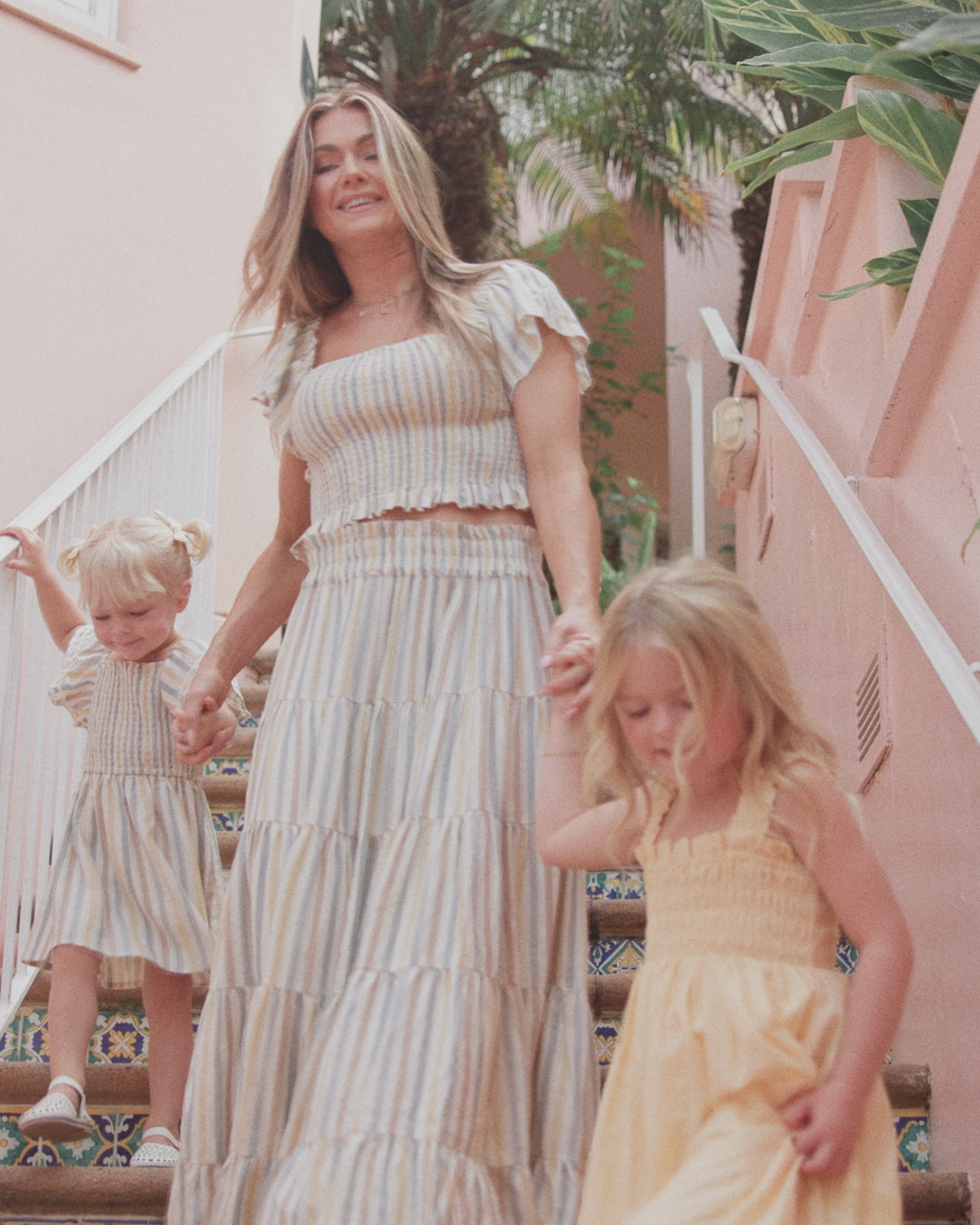 Women's Ruffle Tiered Maxi Skirt Valencia Stripe