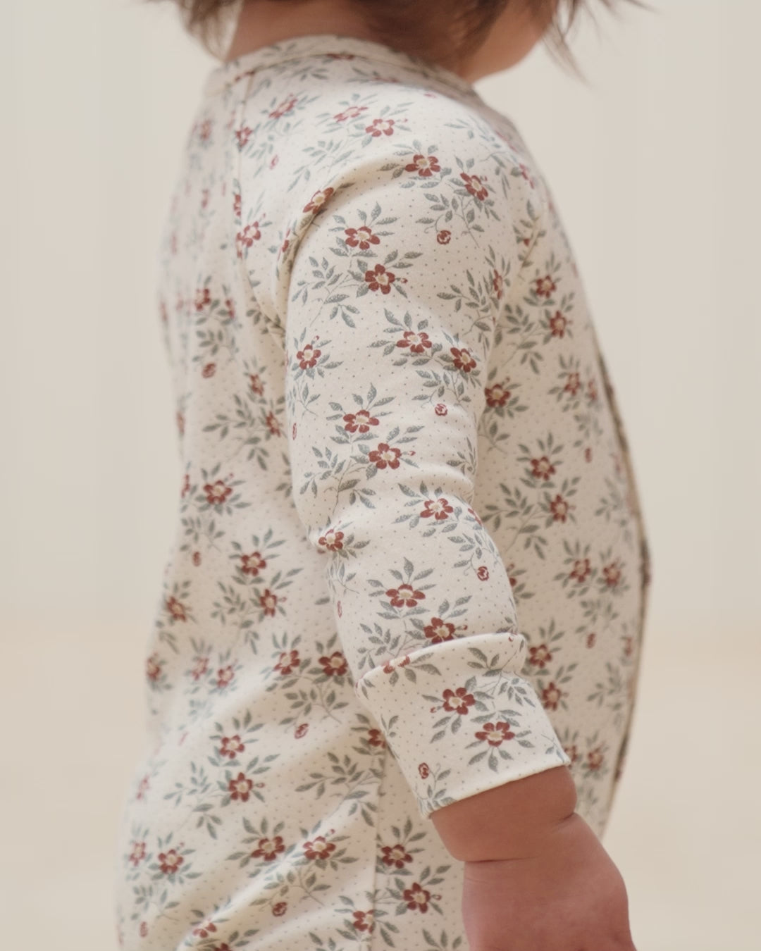 Organic Long John Pajamas || Holiday Floral