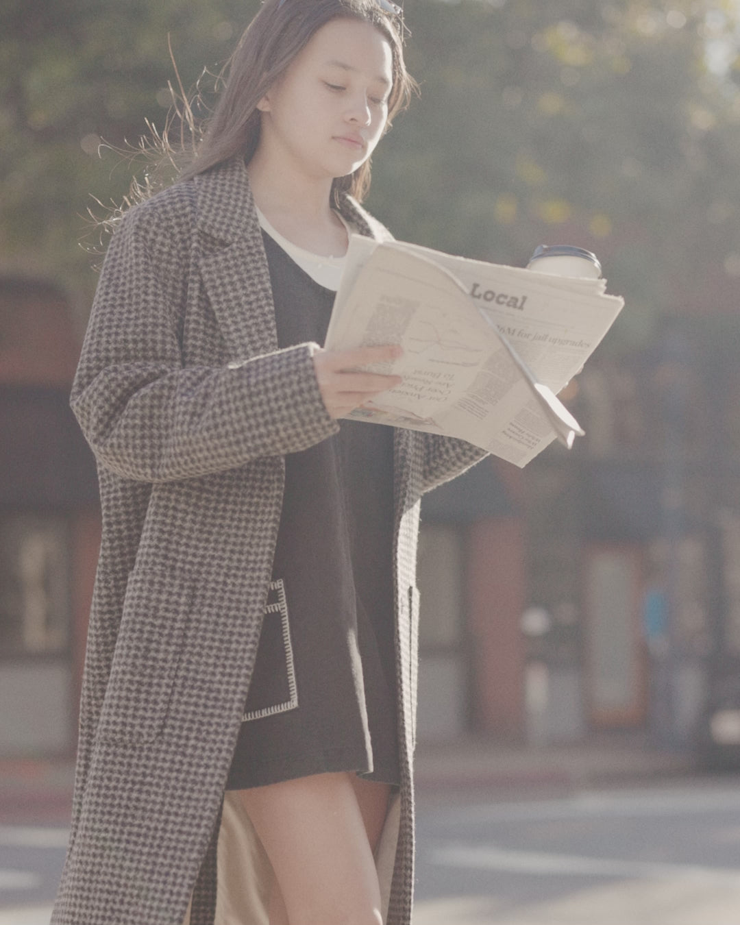 Manteau long || Micro-carreaux