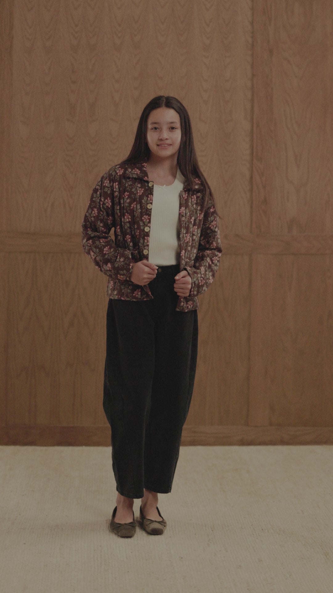 Quilted Collar Jacket || Winter Floral - Teen