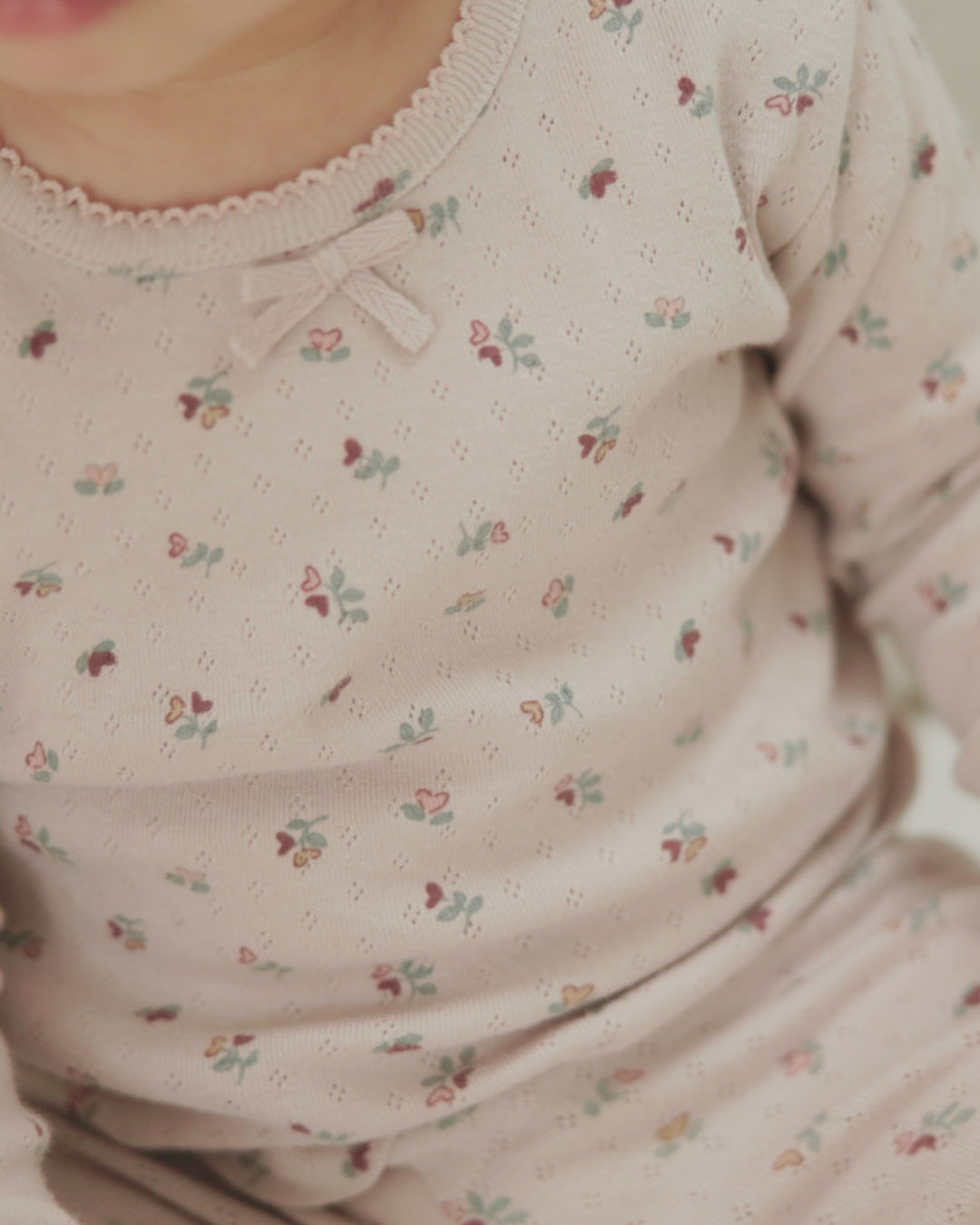 T-shirt à manches longues + legging en pointelle Heart Ditsy