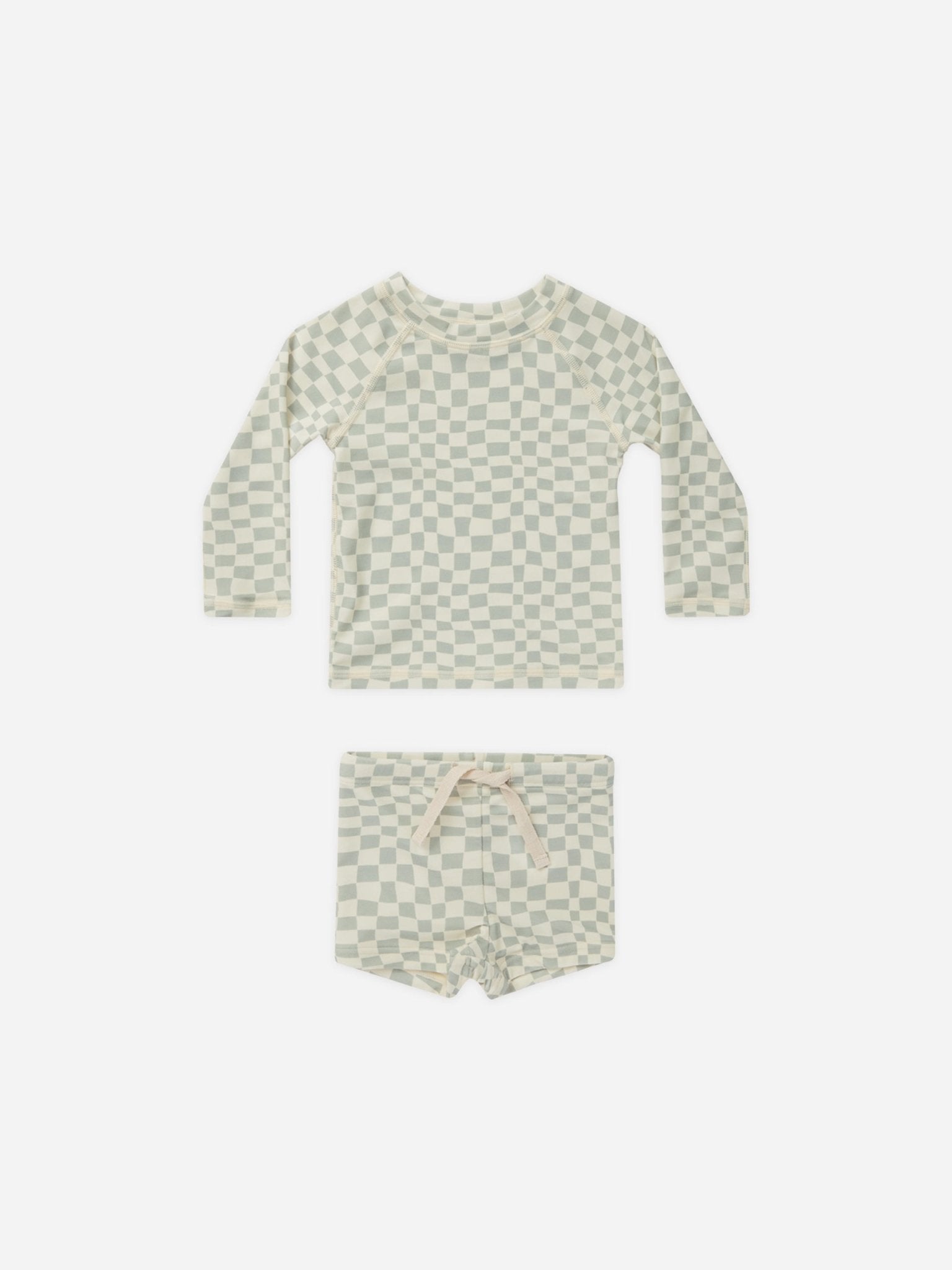 Rash Guard Boy Set || Seafoam Check - Rylee + Cru Canada