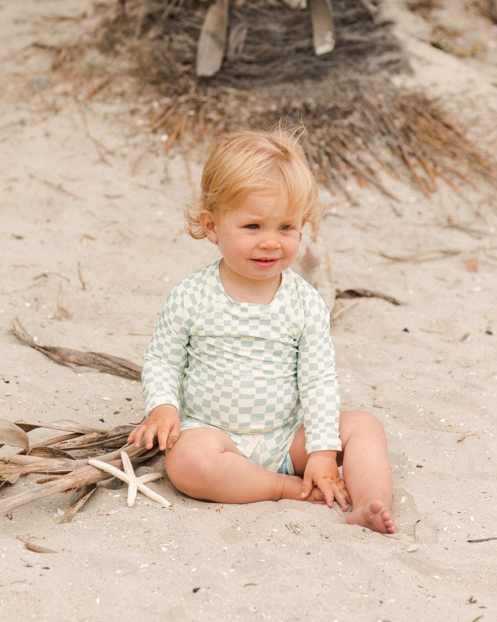 Rash Guard Boy Set || Seafoam Check - Rylee + Cru Canada