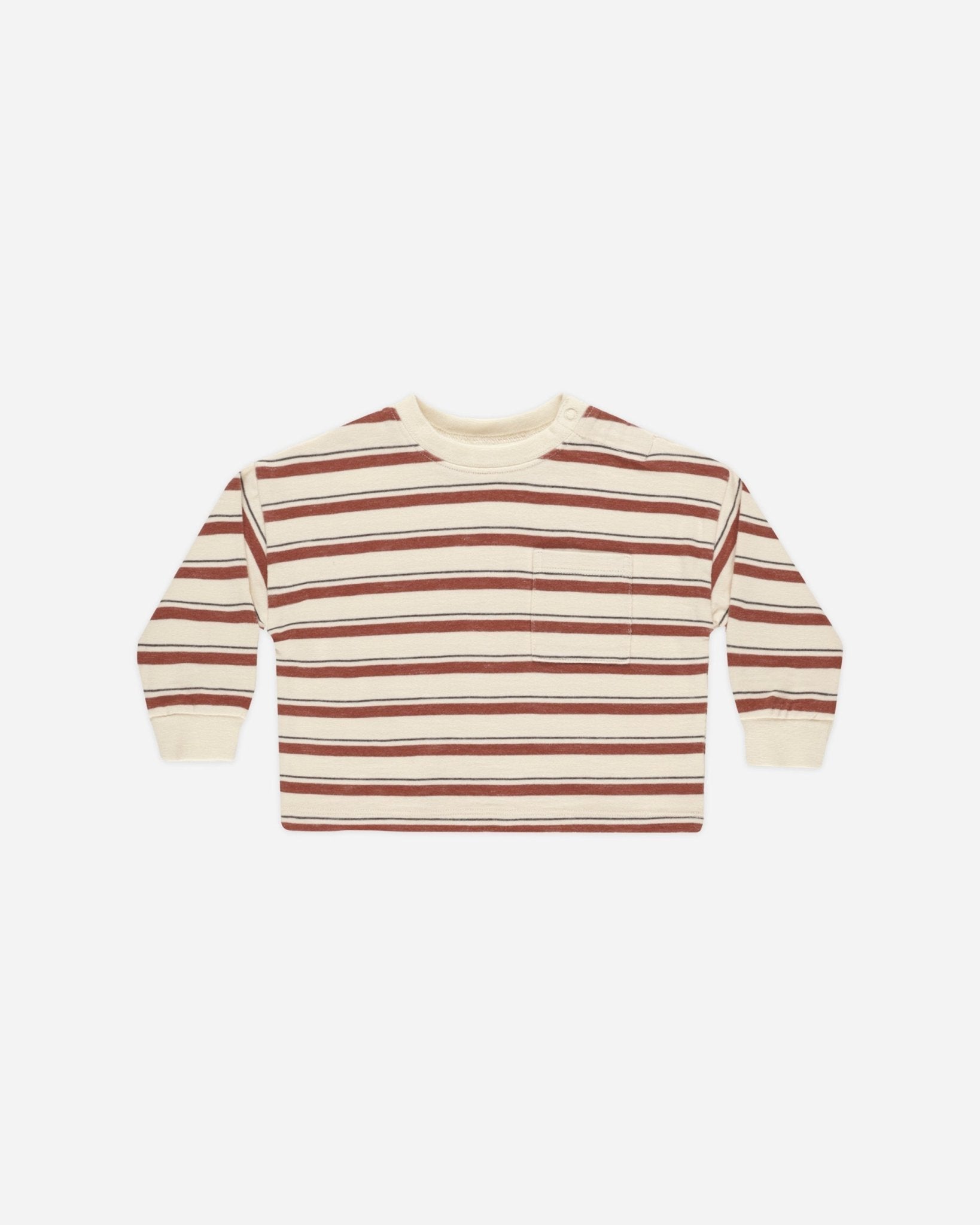 Relaxed Long Sleeve Tee || Brick Stripe - Rylee + Cru Canada