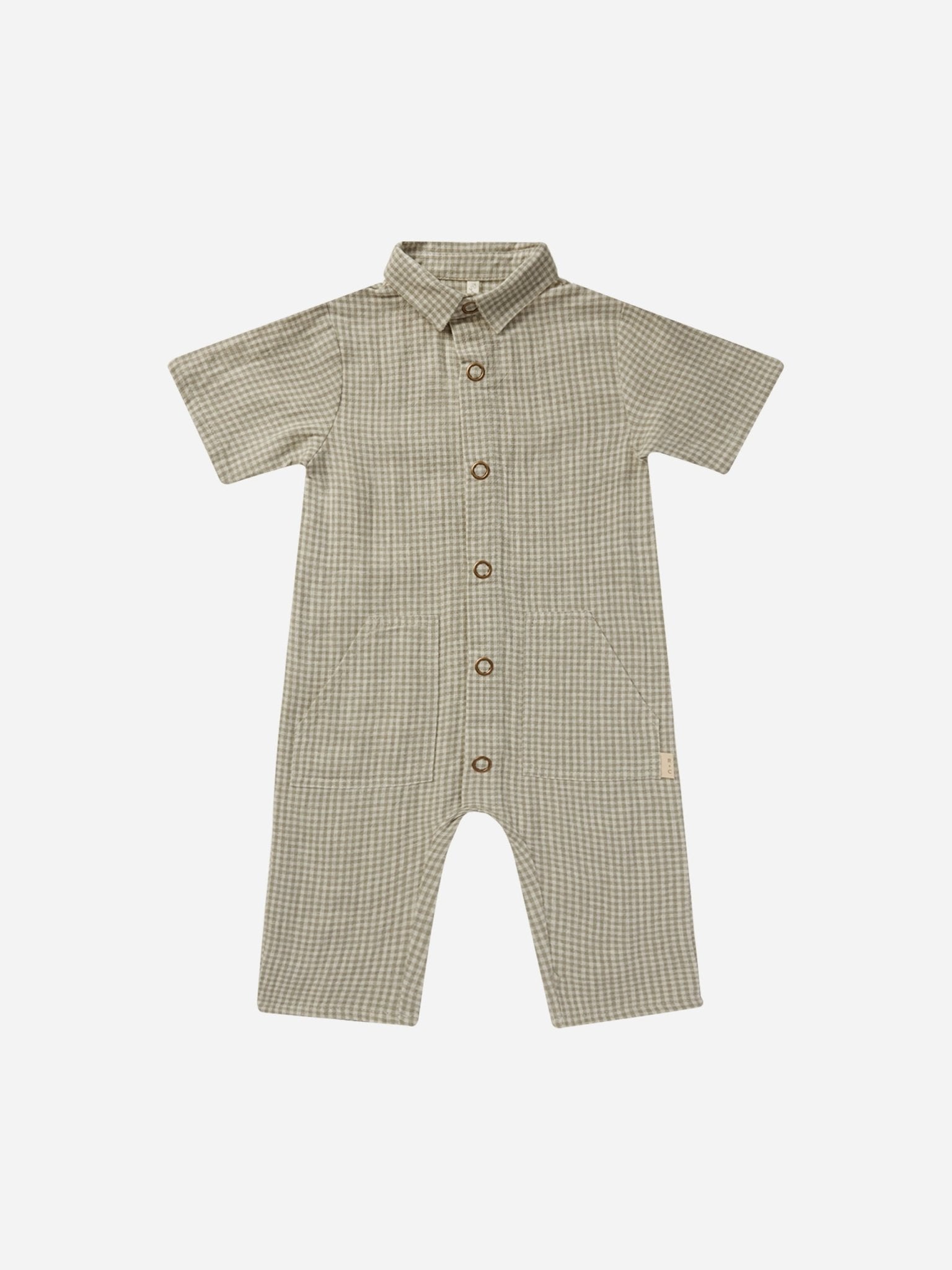 Rhett Jumpsuit || Sage Gingham - Rylee + Cru Canada