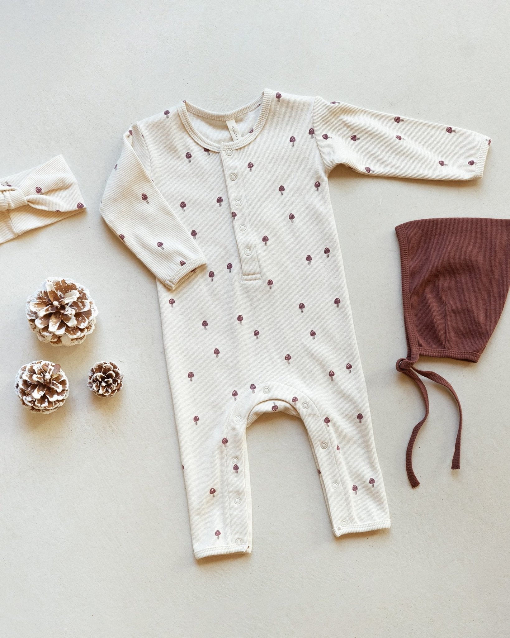 Ribbed Baby Jumpsuit || Mushrooms - Rylee + Cru Canada