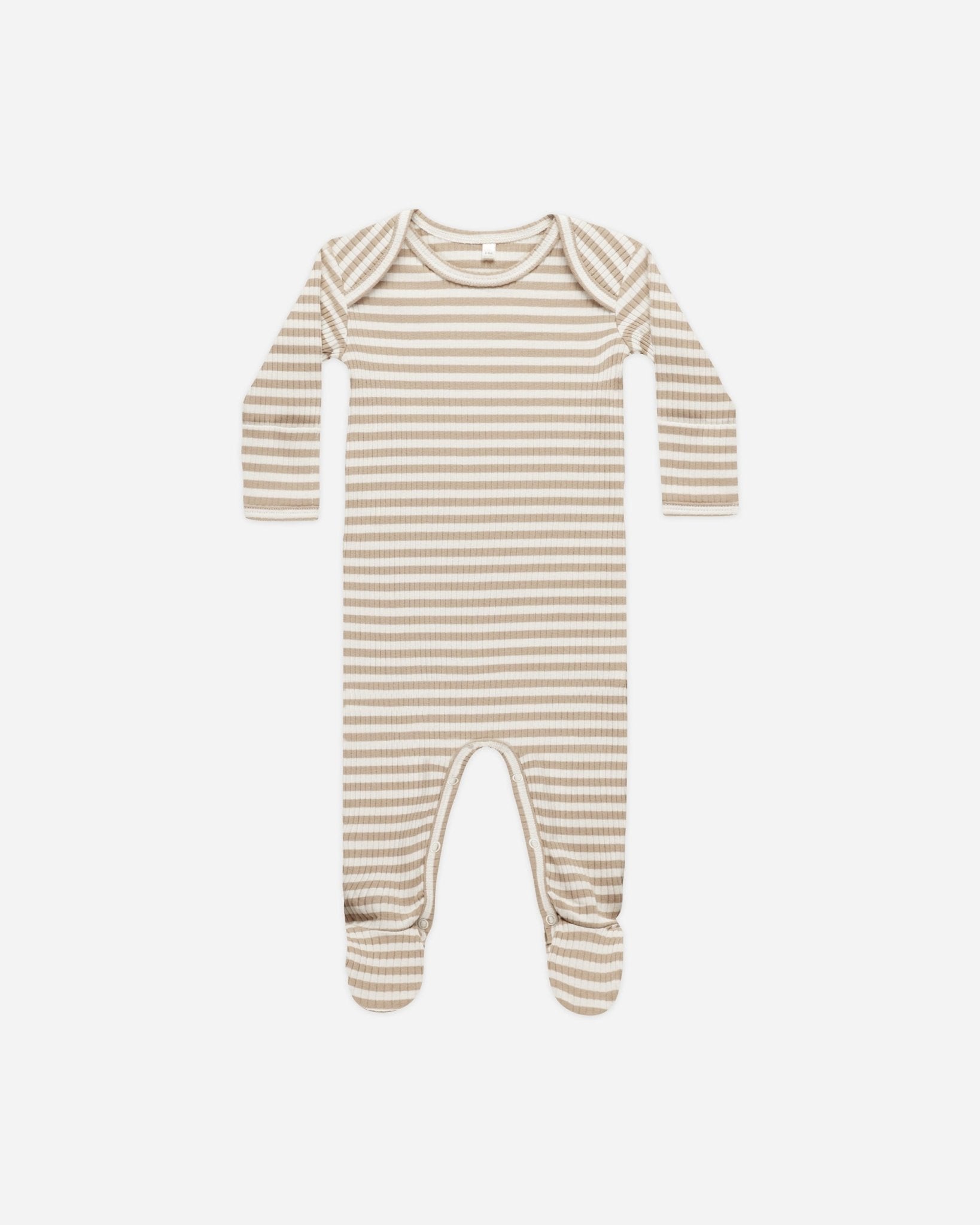 Ribbed Footie || Latte Stripe - Rylee + Cru Canada