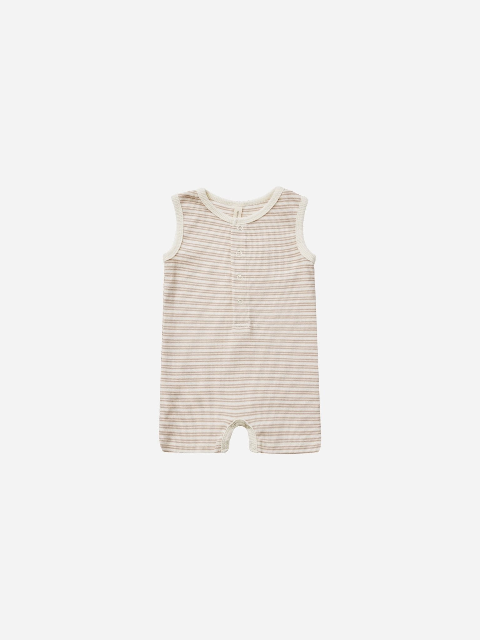 Ribbed Henley Romper || Oat Stripe - Rylee + Cru Canada