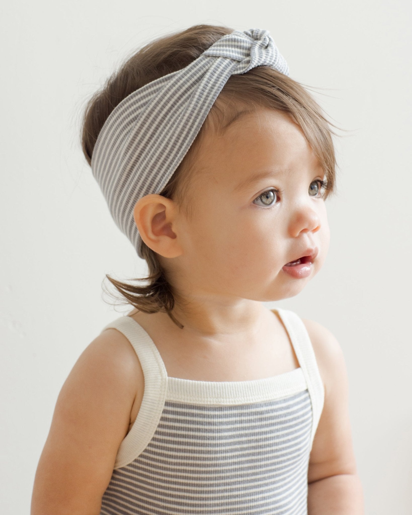 Ribbed Knotted Headband || Lagoon Micro Stripe - Rylee + Cru Canada