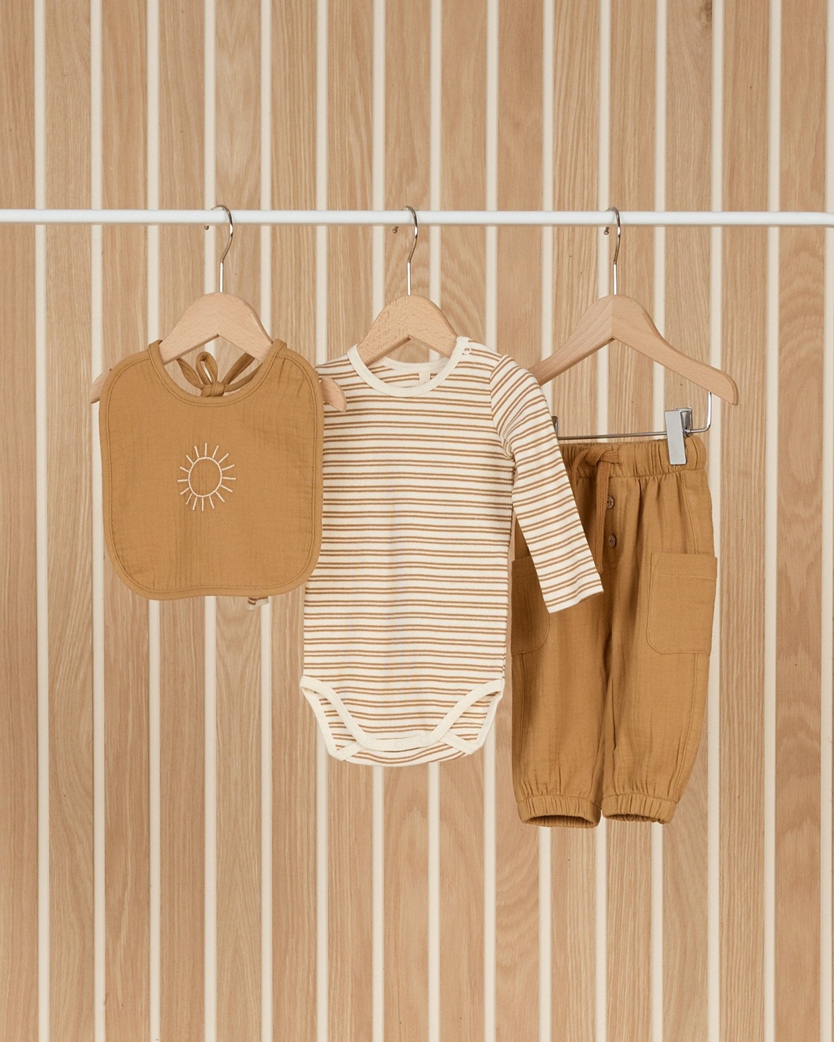 Ribbed Long Sleeve Bodysuit || Golden Stripe - Rylee + Cru Canada