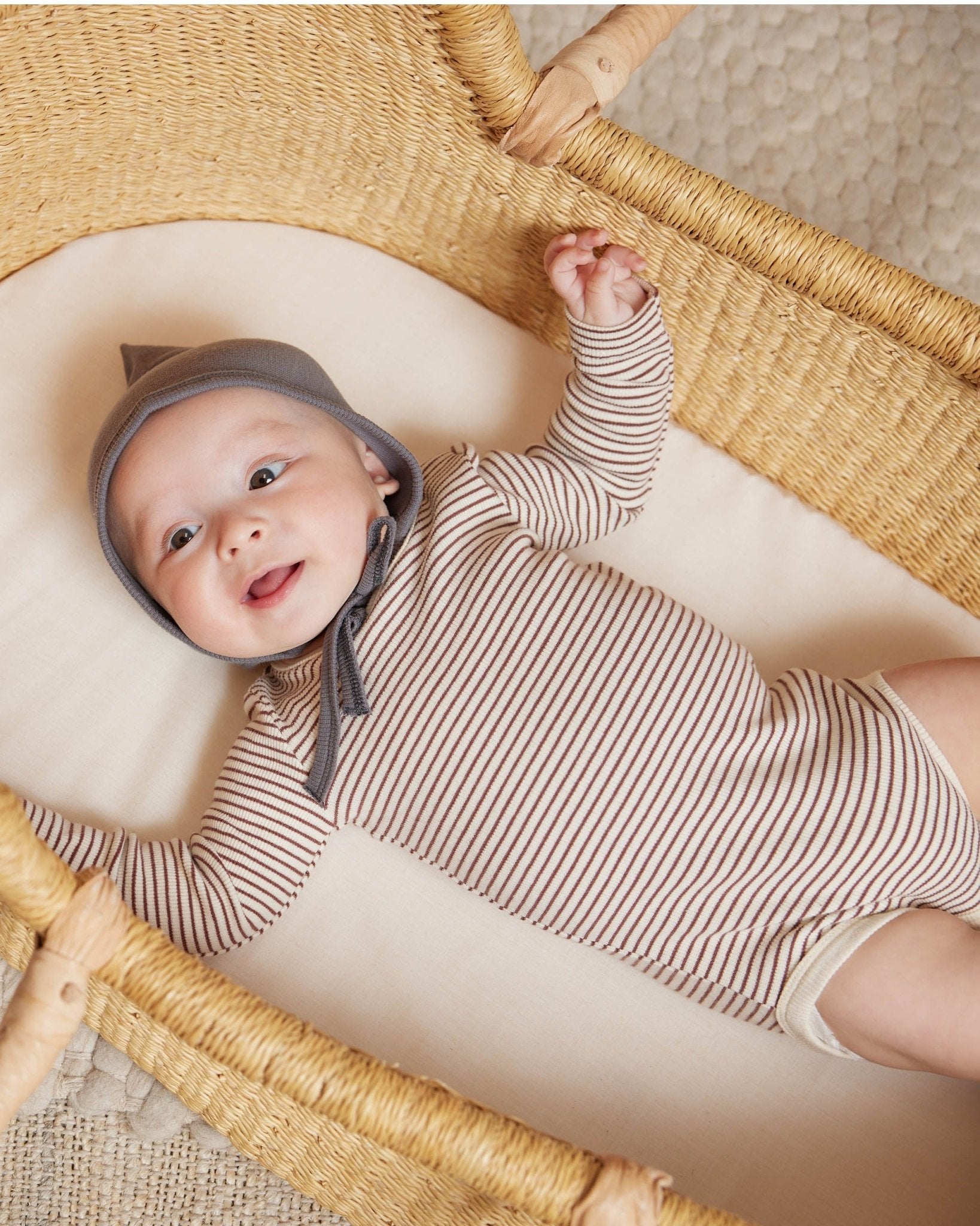 Ribbed Long Sleeve Bodysuit || Plum Stripe - Rylee + Cru Canada