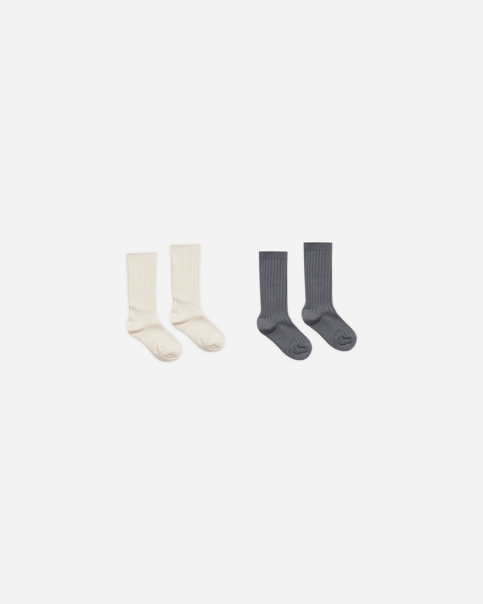 Ribbed Socks || Natural, Indigo - Rylee + Cru Canada